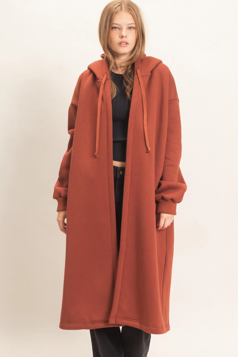 •CHANTELLE - PAPRIKA• cotton blend oversized hooded coat