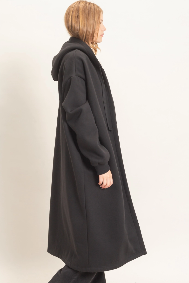 •CHANTELLE - BLACK• cotton blend oversized hooded coat