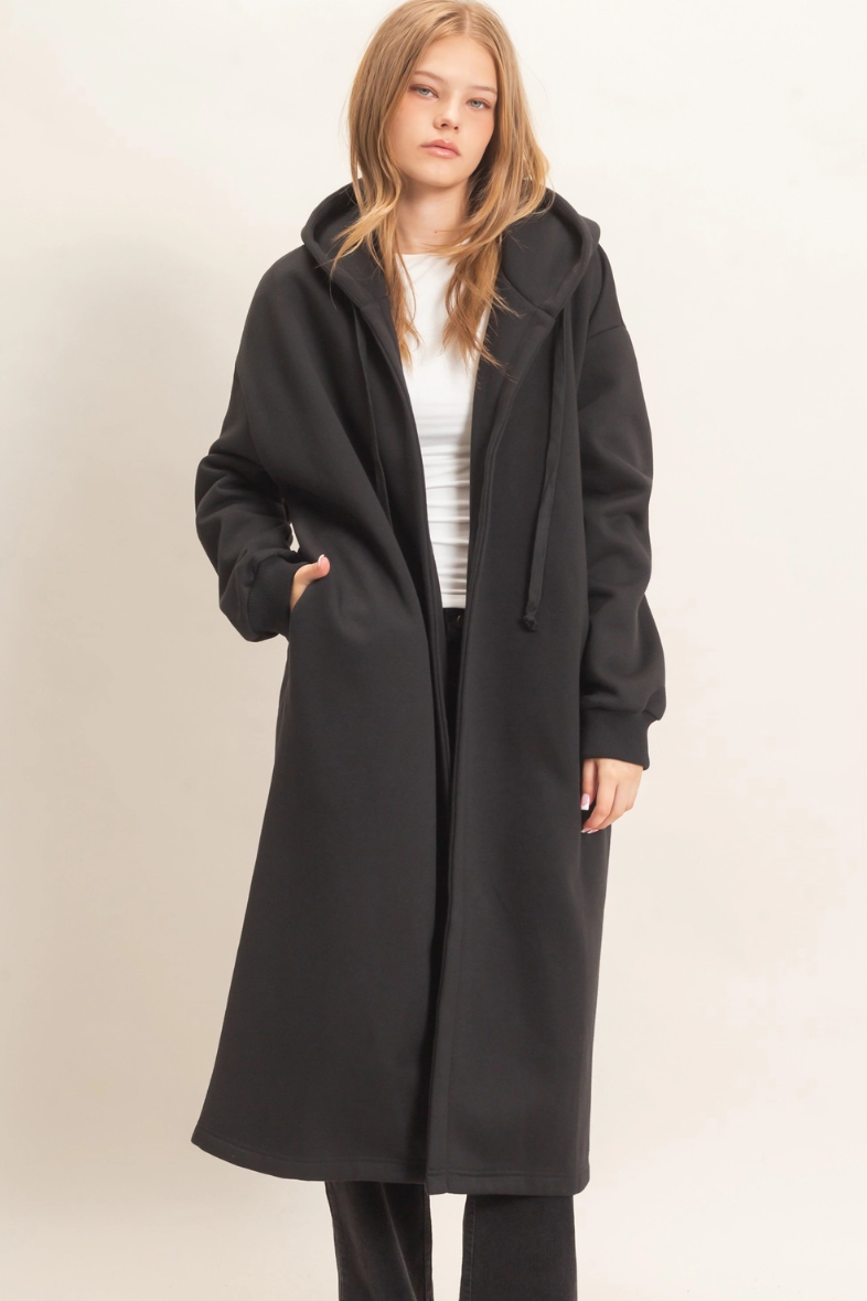 •CHANTELLE - BLACK• cotton blend oversized hooded coat