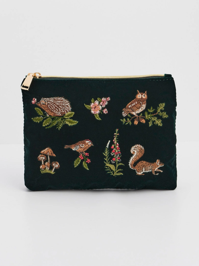 •MEADOW• medium embroidered velvet pouch