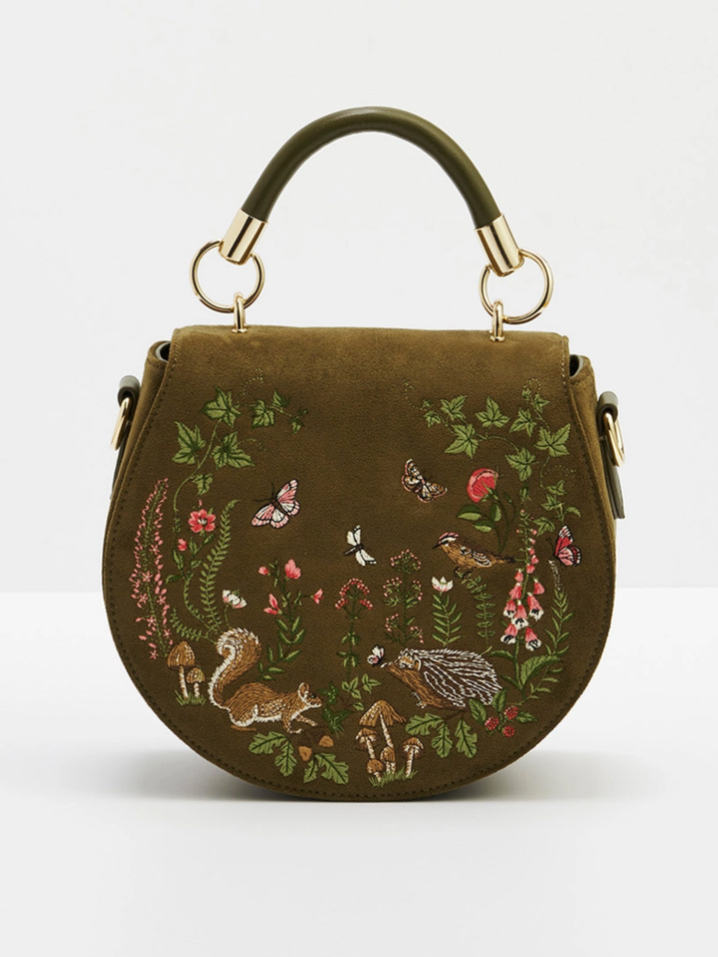 •MEADOW• embroidered velvet saddle bag