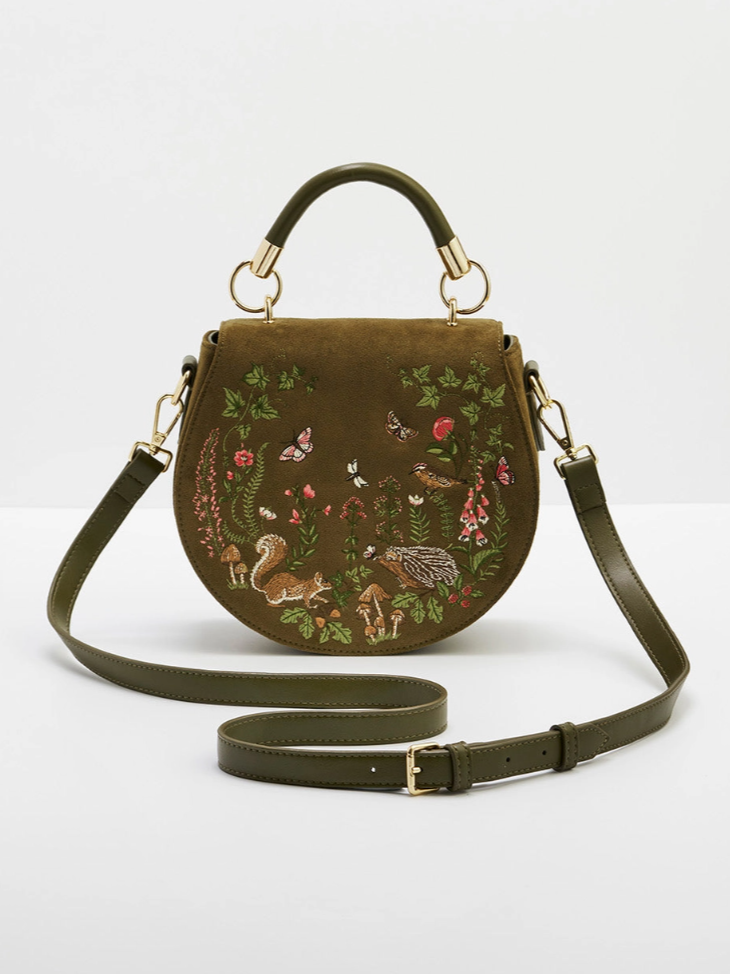 •MEADOW• embroidered velvet saddle bag