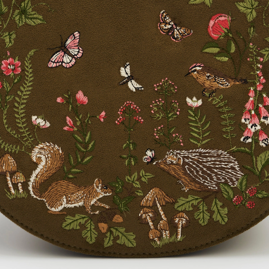 •MEADOW• embroidered velvet saddle bag