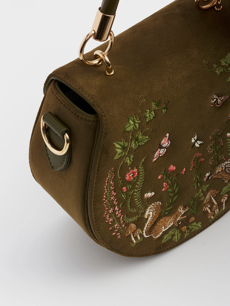 •MEADOW• embroidered velvet saddle bag