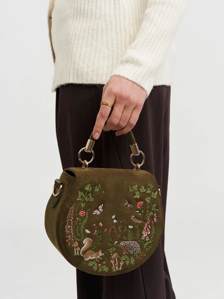 •MEADOW• embroidered velvet saddle bag