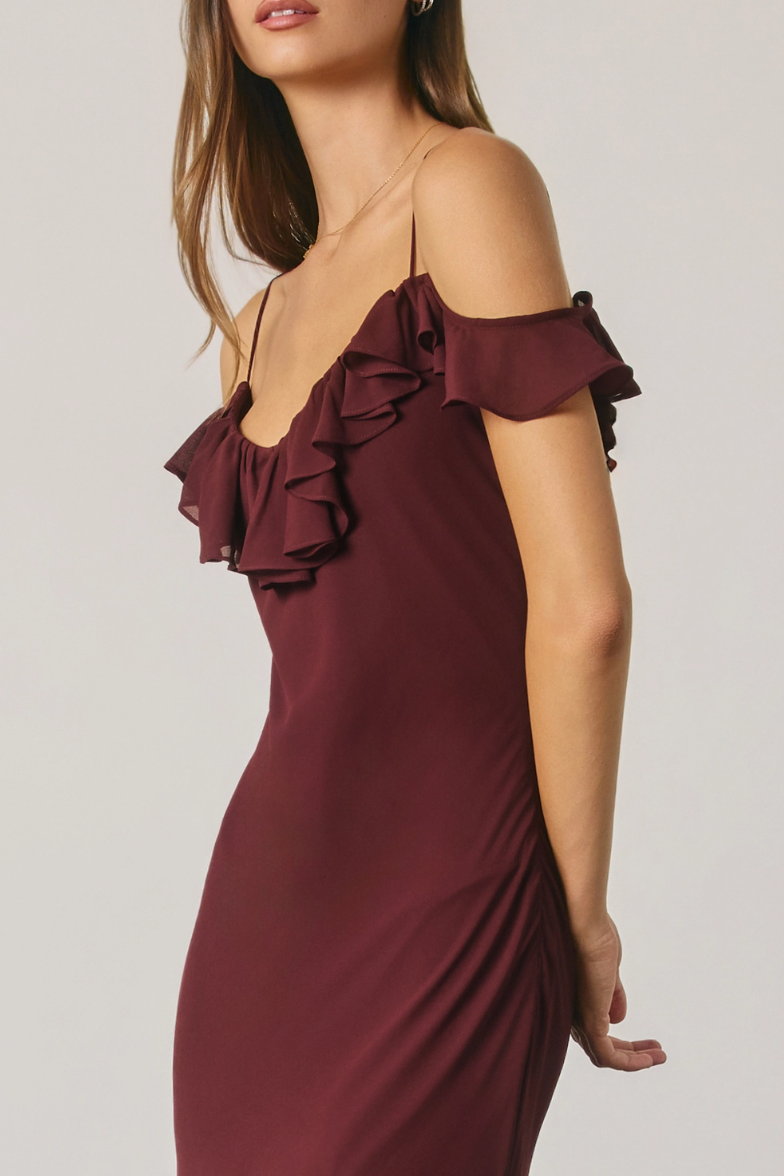 •SALMA• ruffled sunny shoulder maxi dress