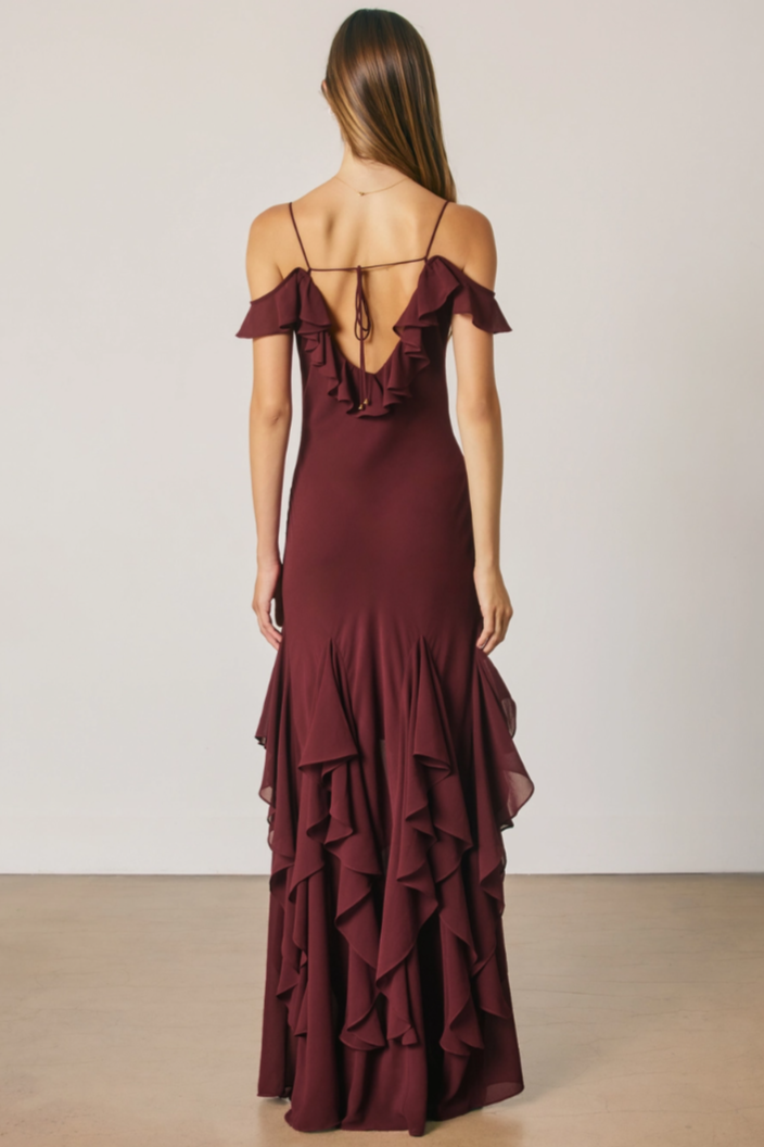 •SALMA• ruffled sunny shoulder maxi dress