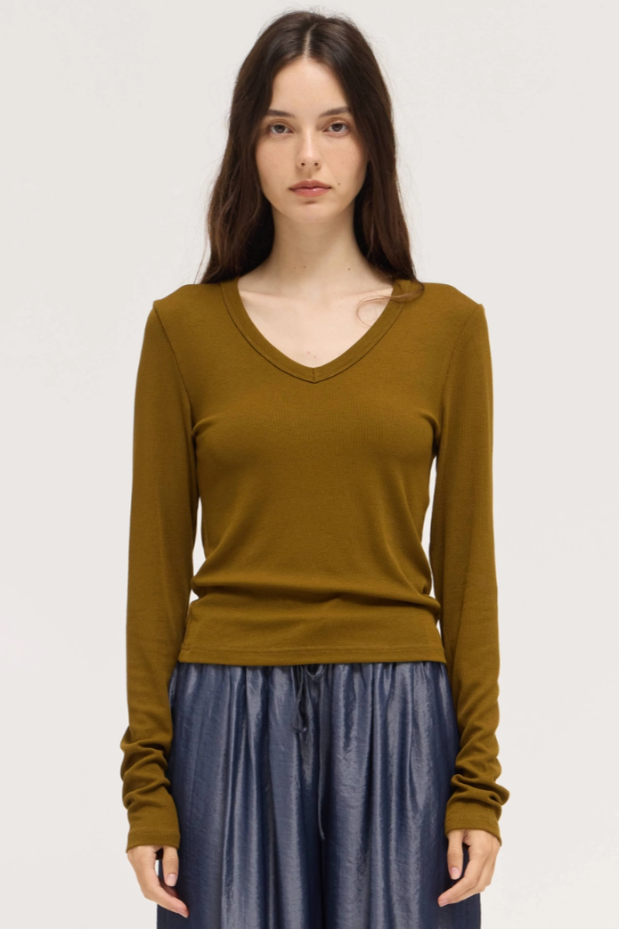 •BRIA• long sleeve stretch knit top