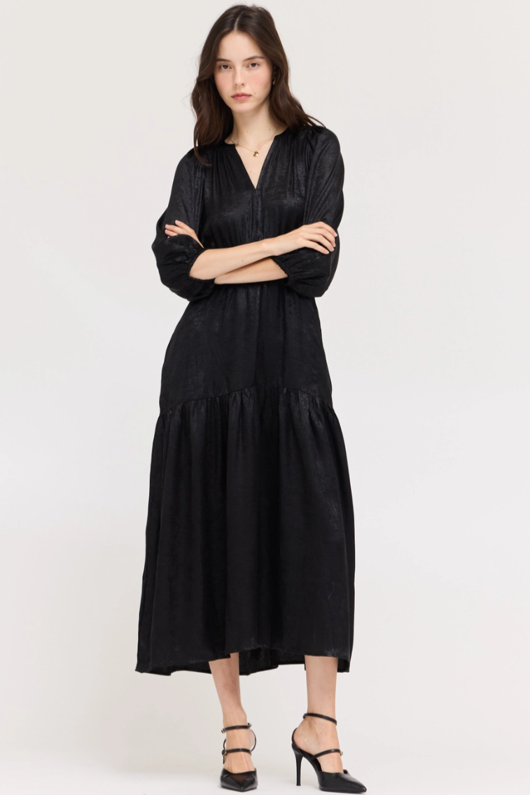 •NYX - MIDNIGHT• 3/4 sleeve midaxi dress