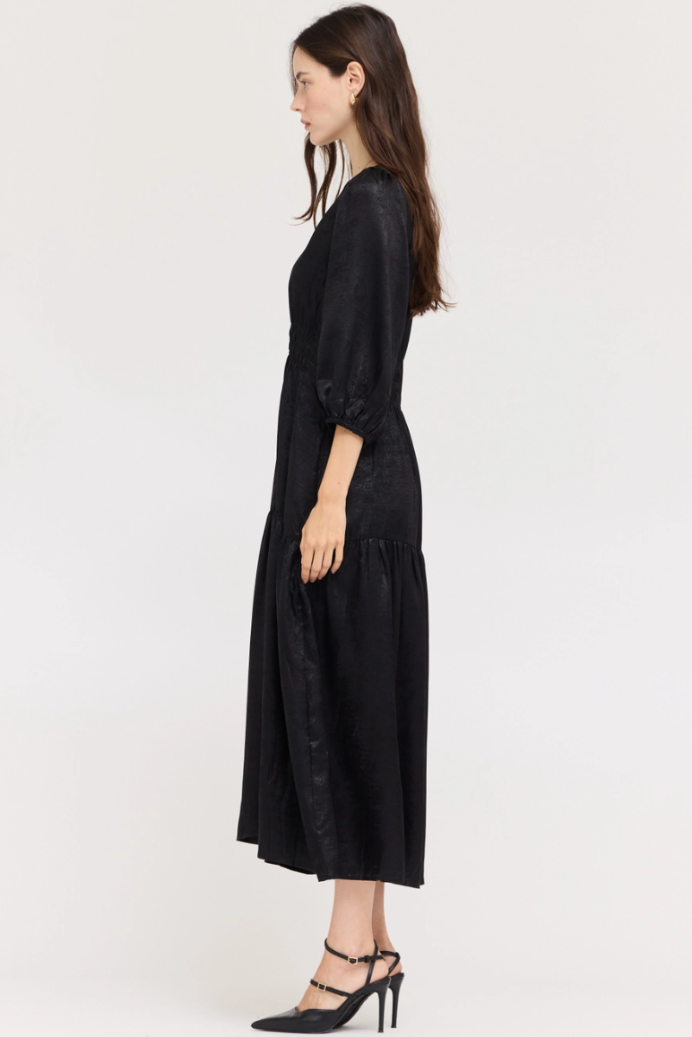 •NYX - MIDNIGHT• 3/4 sleeve midaxi dress