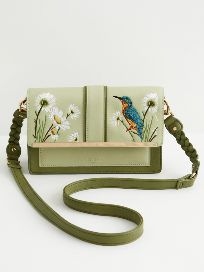 •KINGFISHER• embroidered 'leather' crossbody
