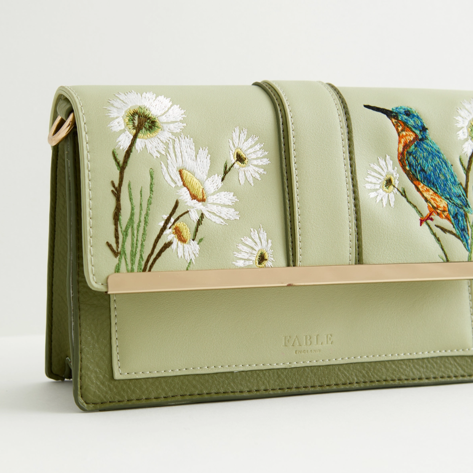 •KINGFISHER• embroidered 'leather' crossbody