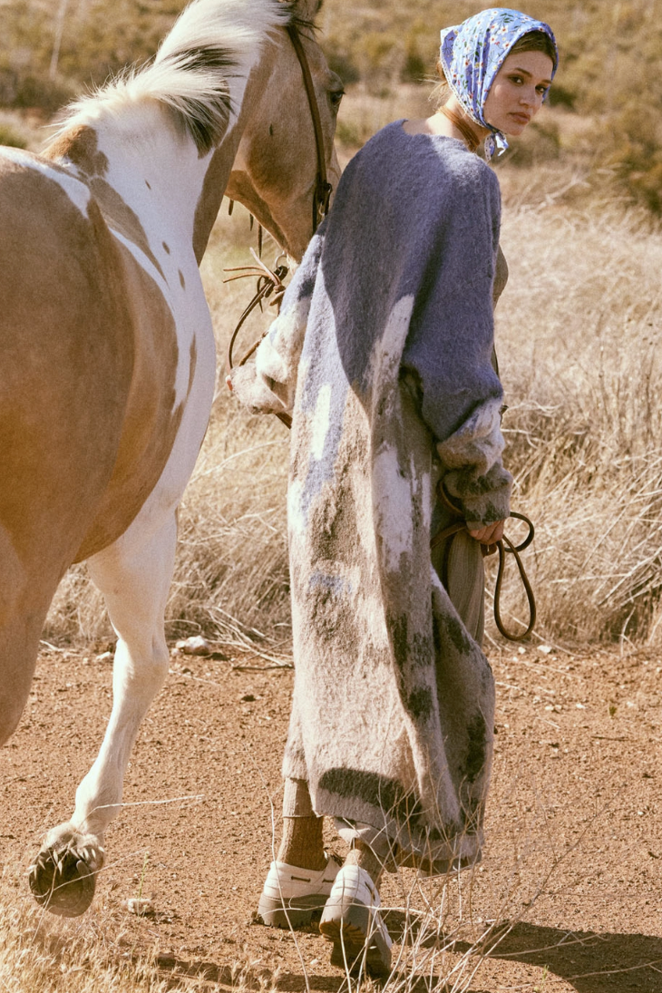 •KUWOHI - BLUE RIDGE• jacquard knit duster