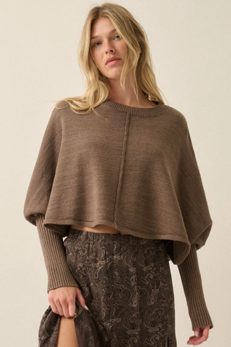 •FAWN - TAUPE• cotton blend dolman sleeve sweater