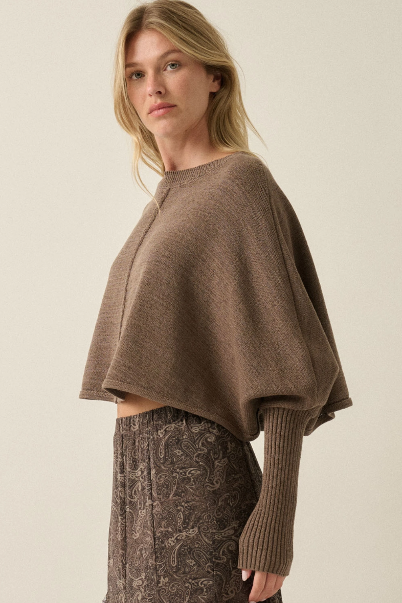 •FAWN - TAUPE• cotton blend dolman sleeve sweater