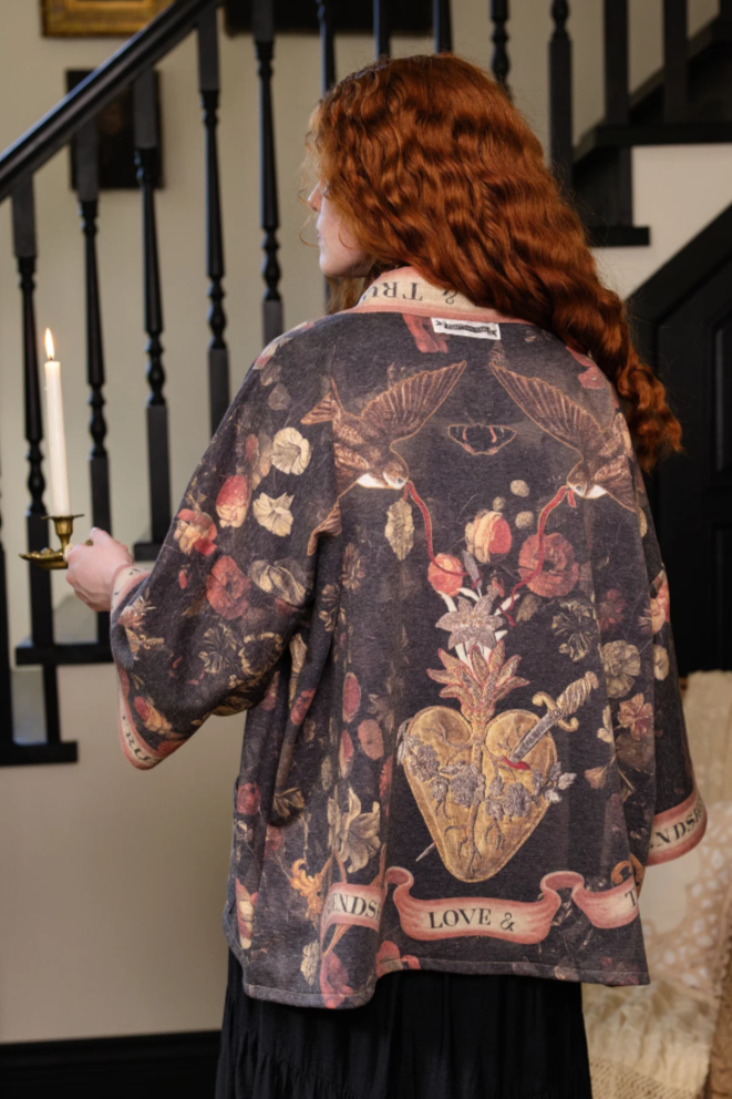 •HEART OF GOLD• fleece lined cottage cardigan