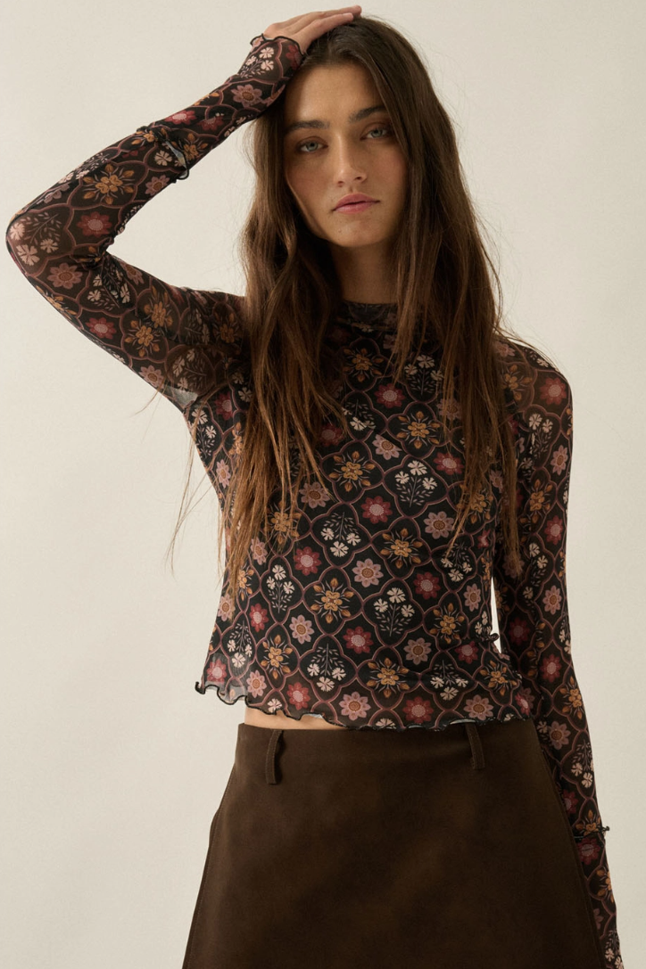 •FRIDA• semi-sheer mesh top
