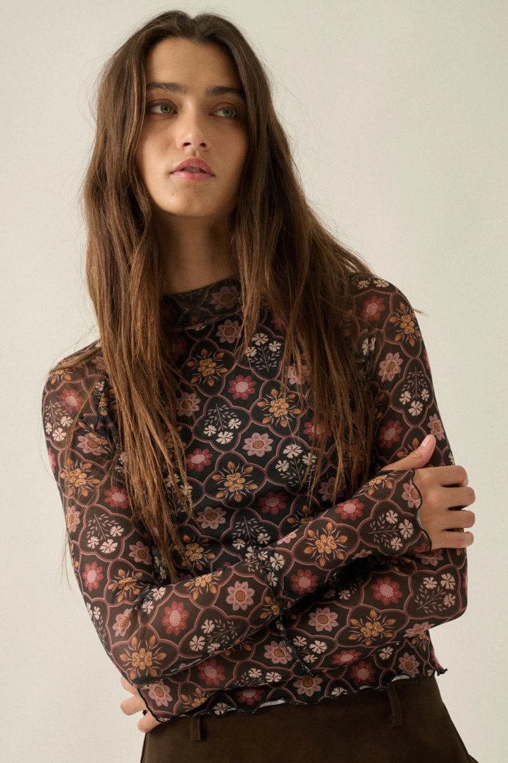 •FRIDA• semi-sheer mesh top