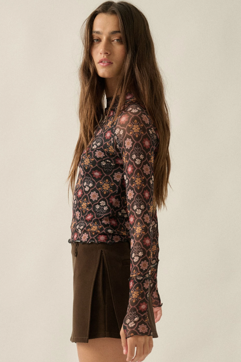 •FRIDA• semi-sheer mesh top