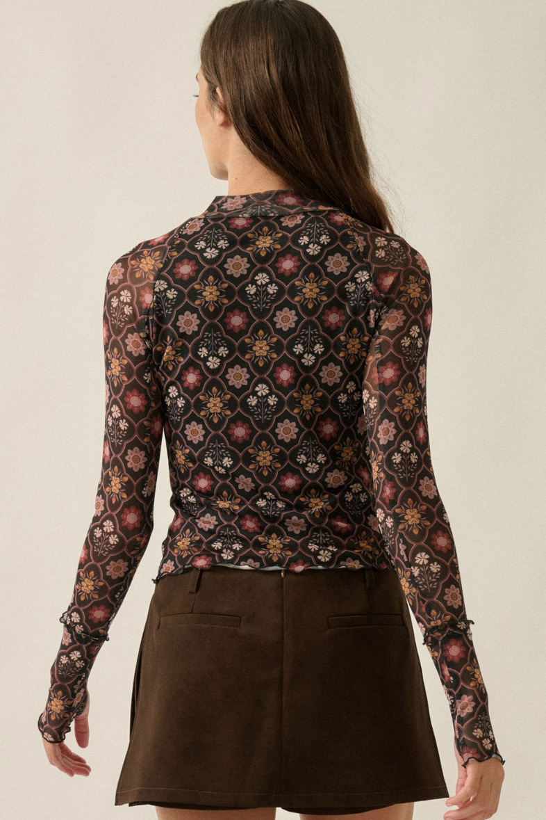 •FRIDA• semi-sheer mesh top