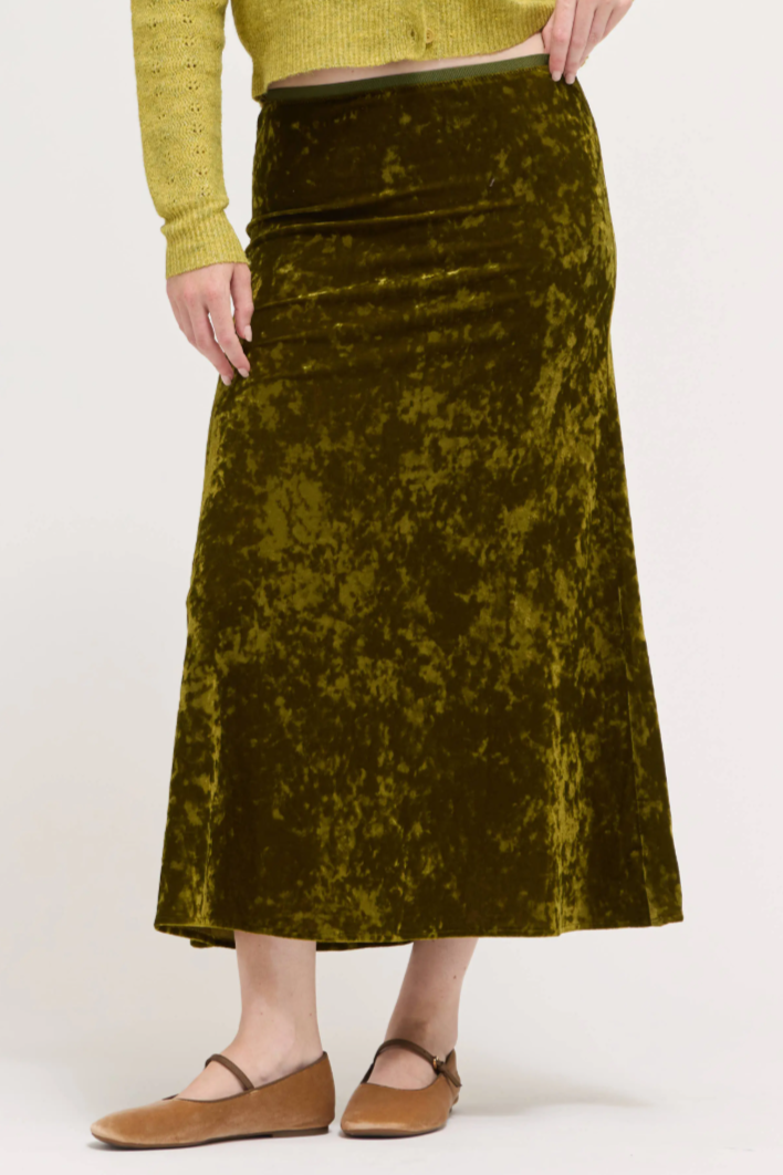 •PIPER• crushed velvet midi slip skirt