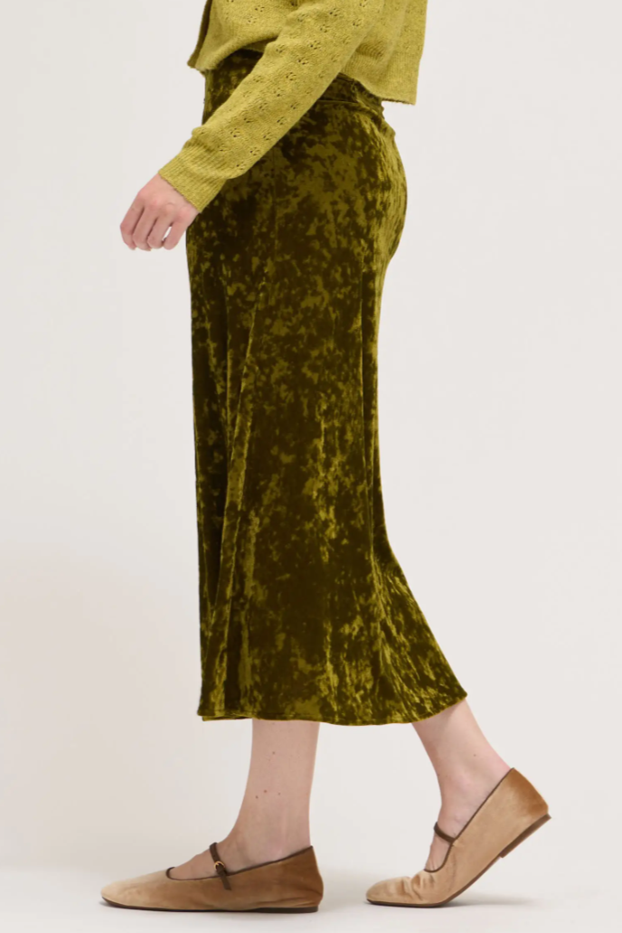 •PIPER• crushed velvet midi slip skirt