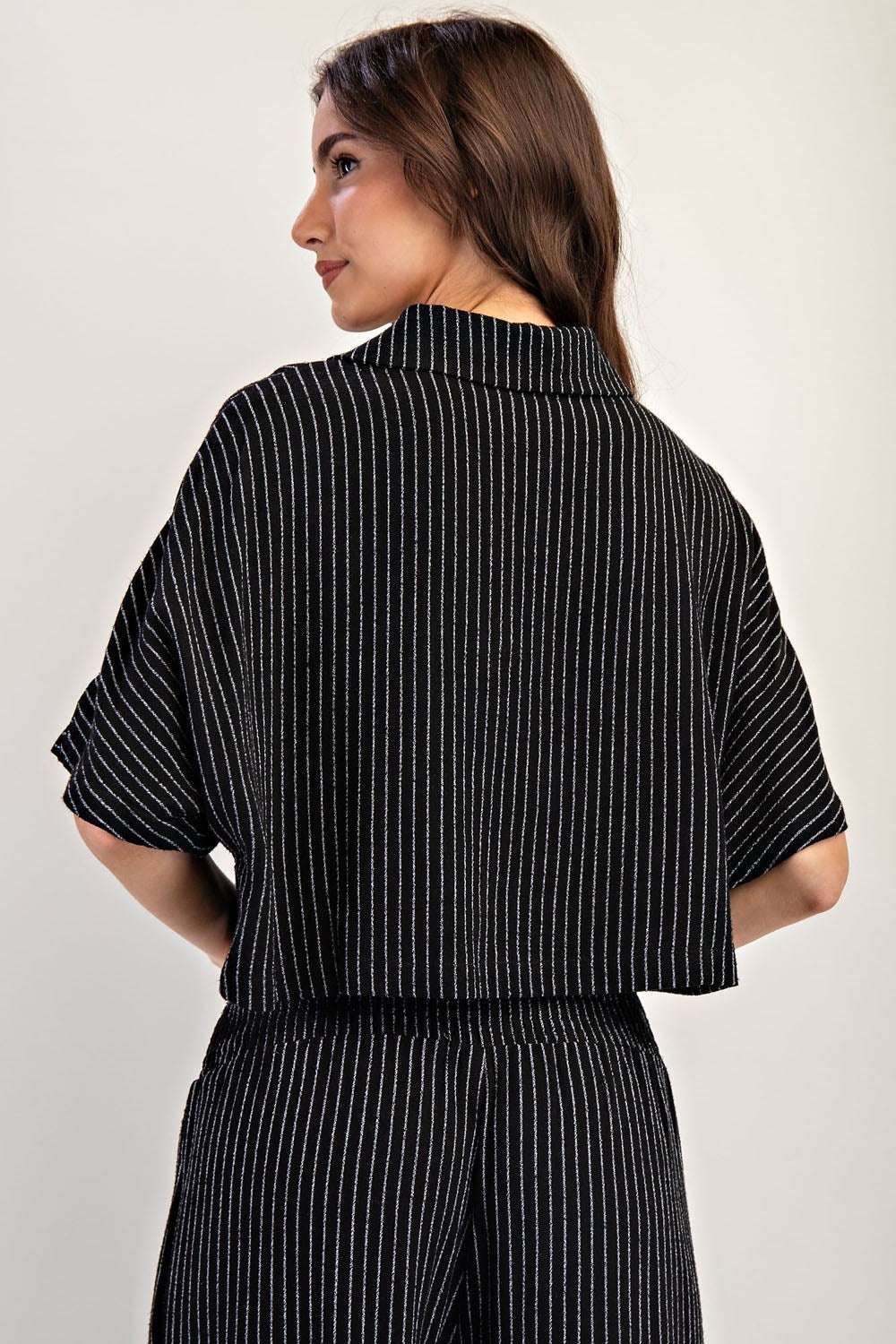 •PETRA• pinstripe collared top