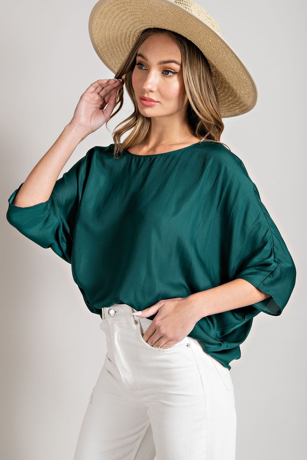 •AUDREY• flowy satin dolman top