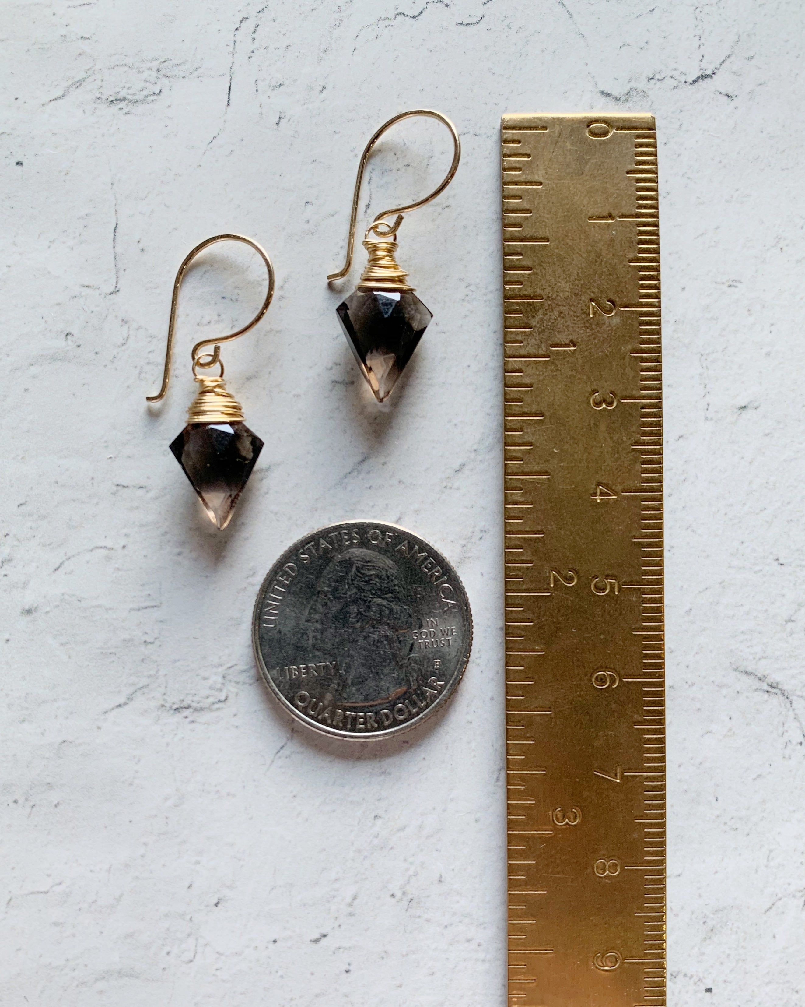 •ARROW• smoky quartz + gold earrings