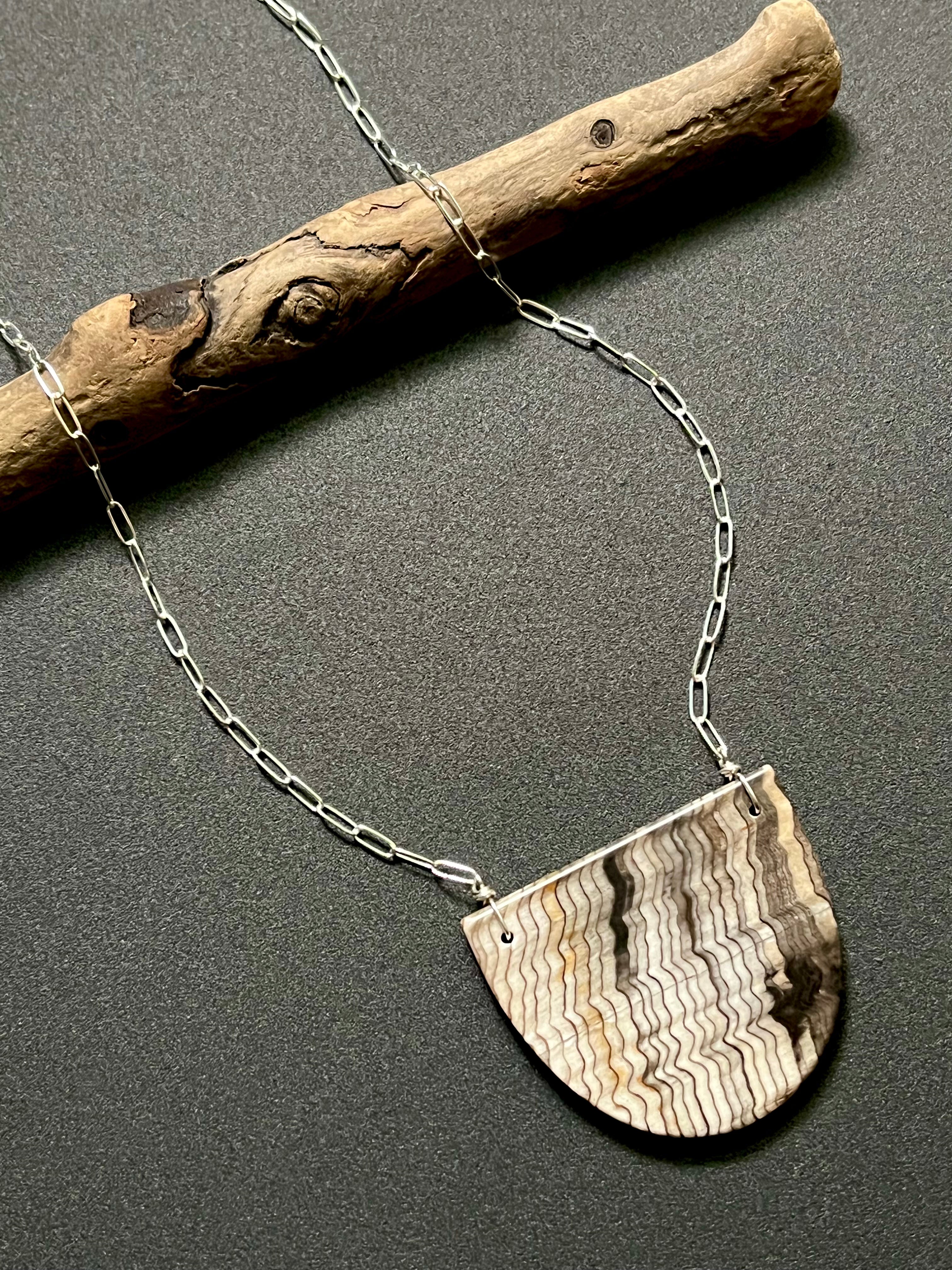 • OOAK - AEON • petrified wood + silver necklace (16"-18")