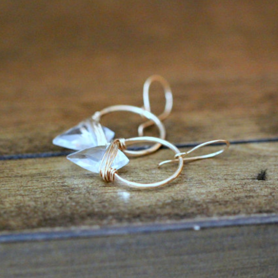 •ALBATROSS• clear quartz + gold earrings