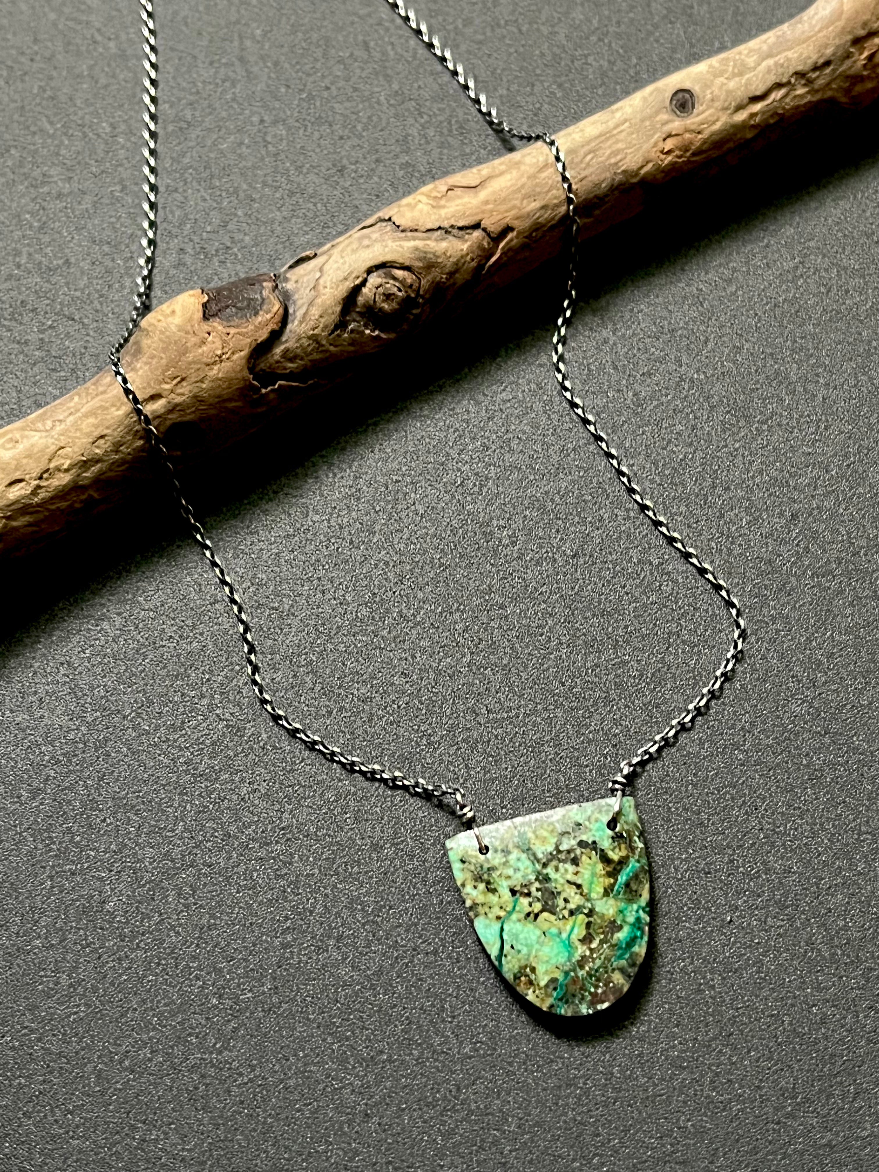 • OOAK - AEON • turquoise + silver necklace (14"-16")