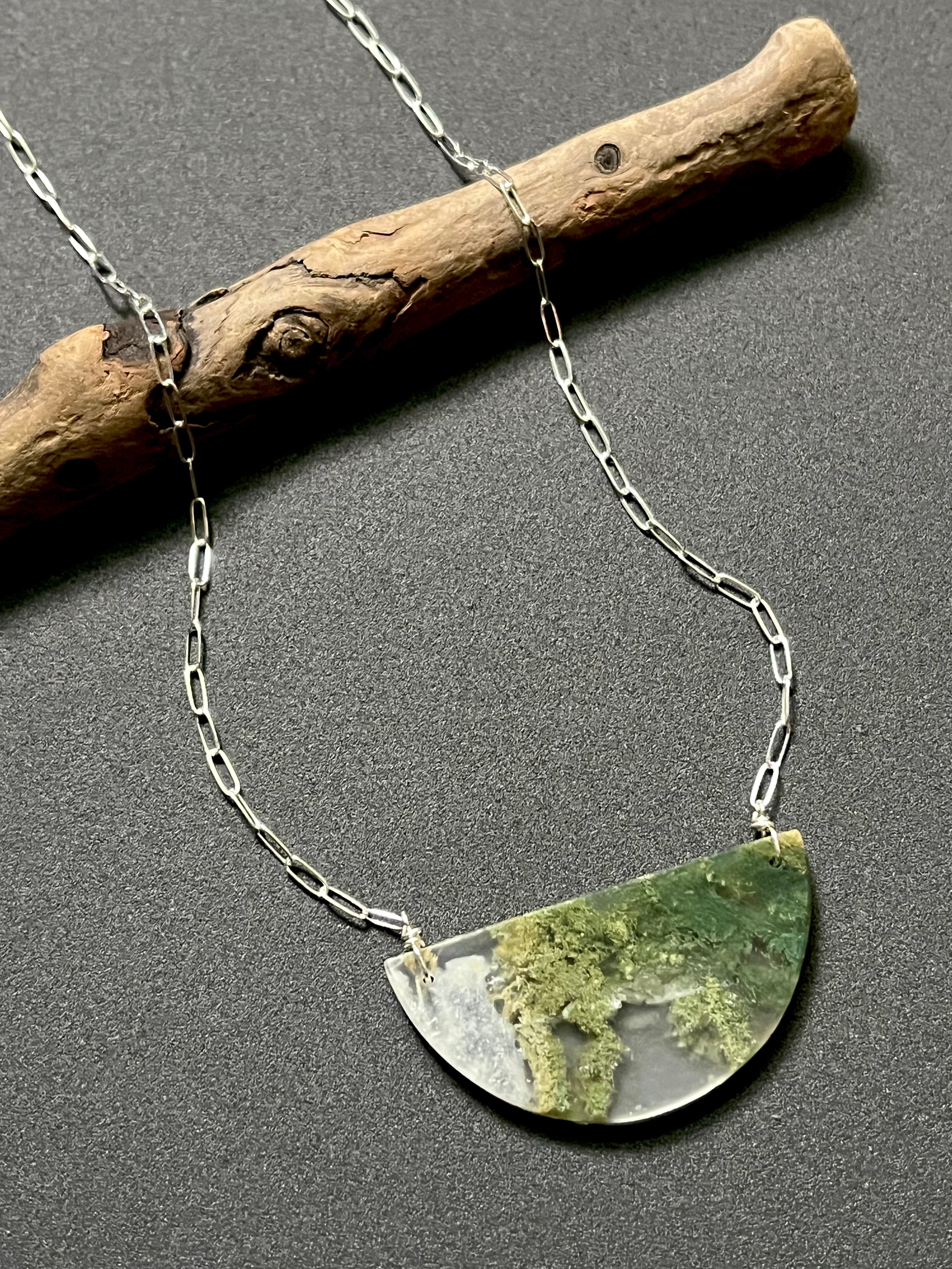 • OOAK - AEON • moss agate + silver necklace (16"-18")