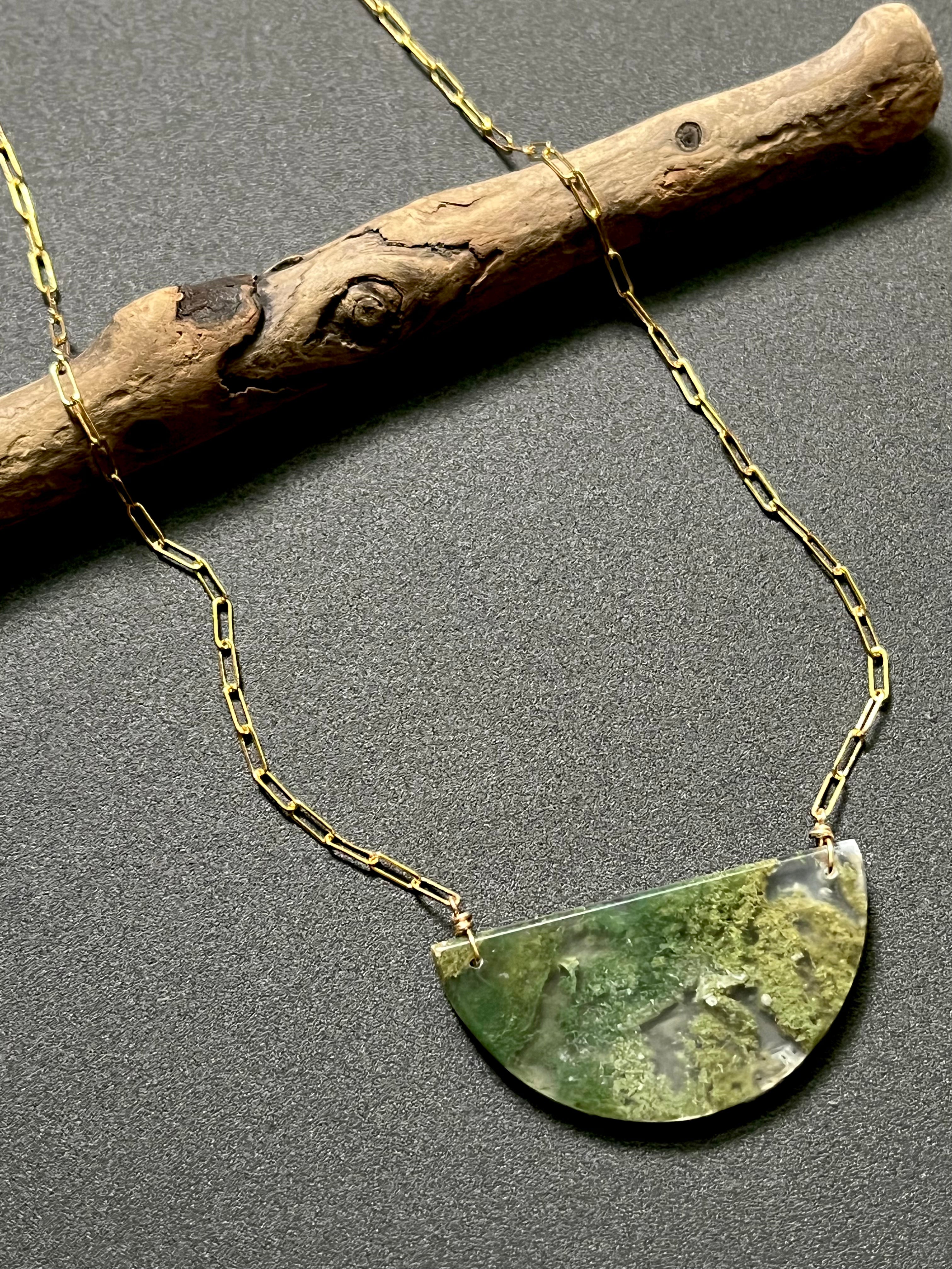 • OOAK - AEON • moss agate + gold necklace (18"-20")