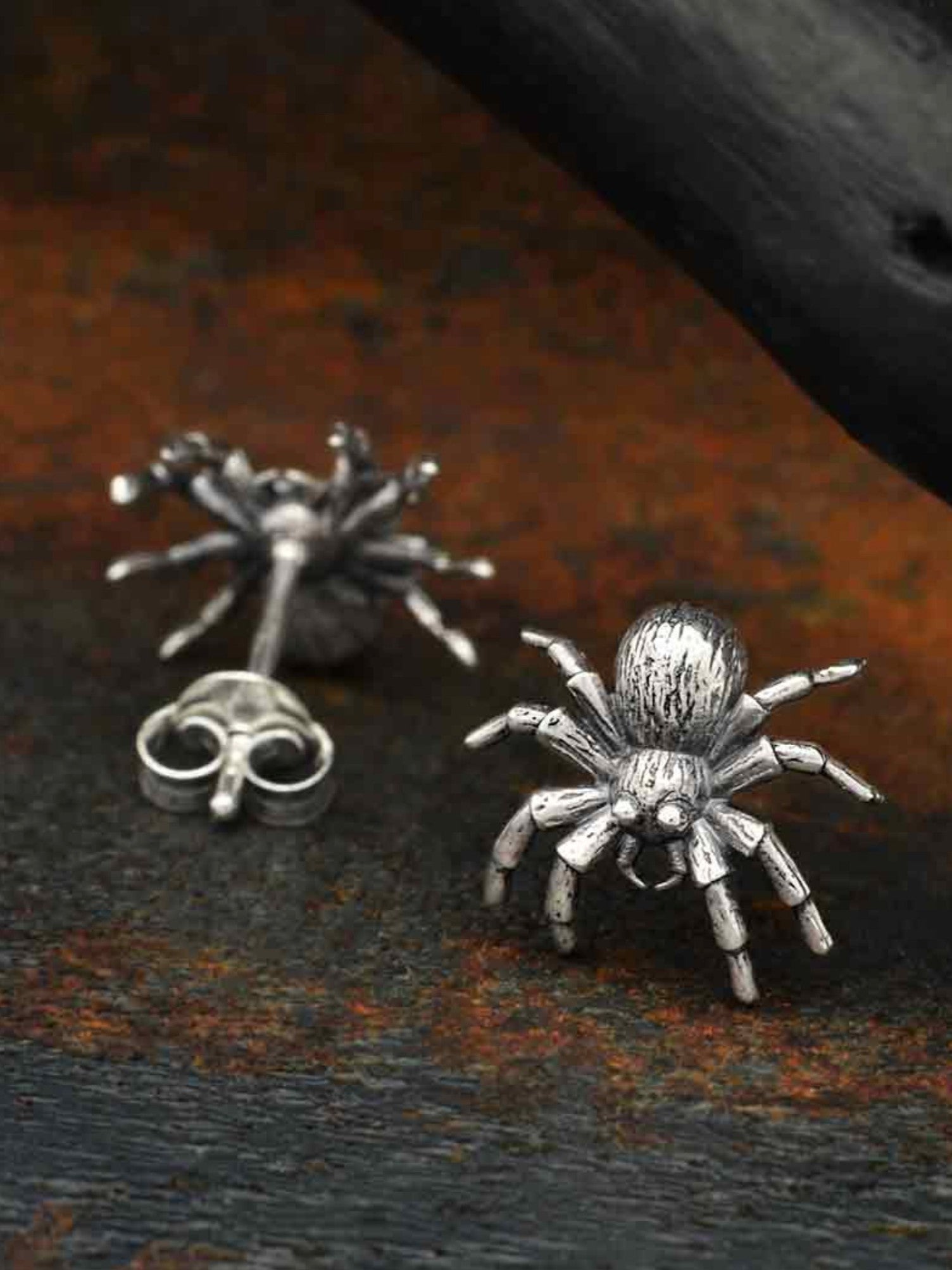 •LIL' SPIDER• recycled silver stud earrings