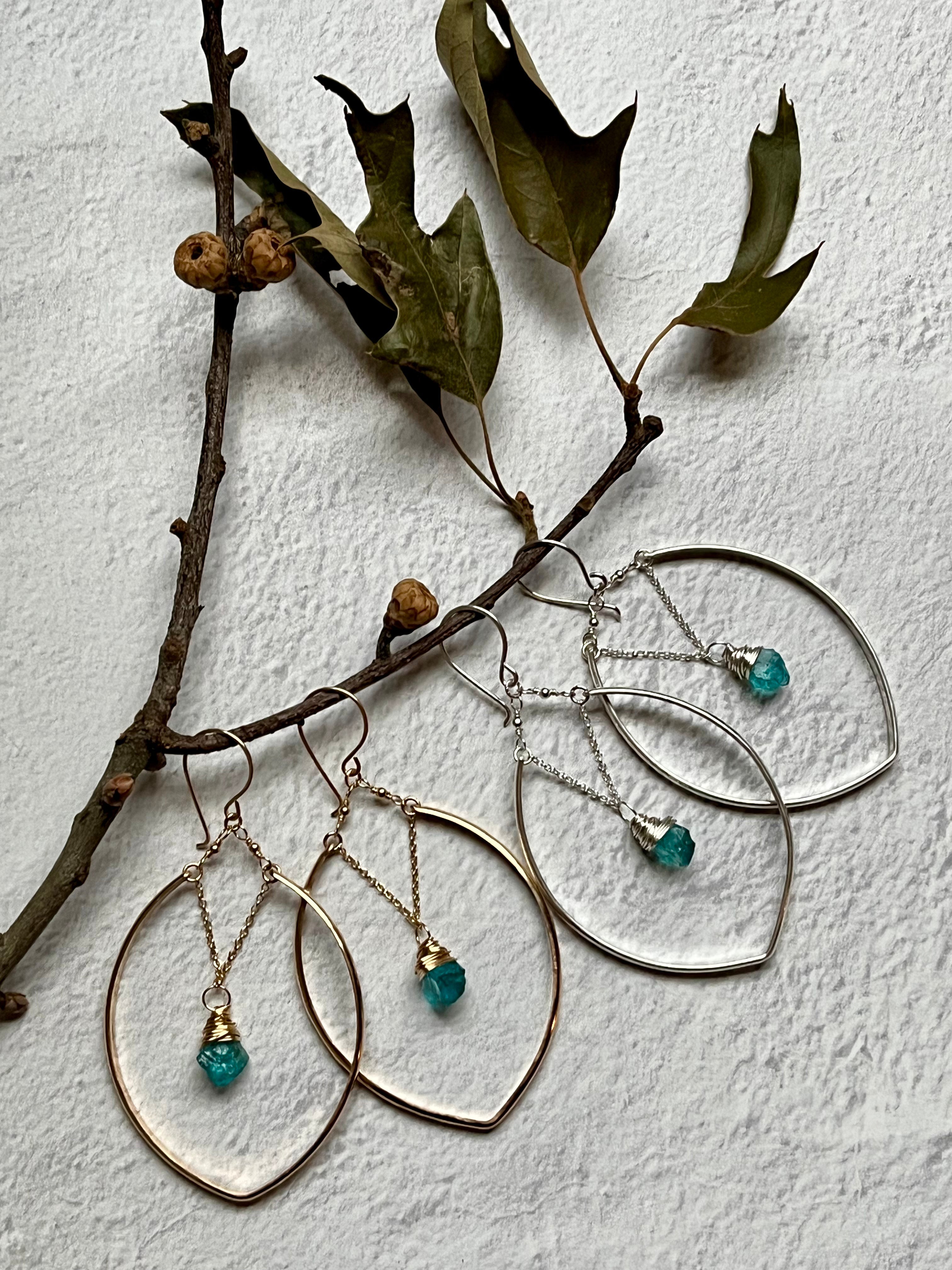 •IRIS HOOP• apatite + silver earrings