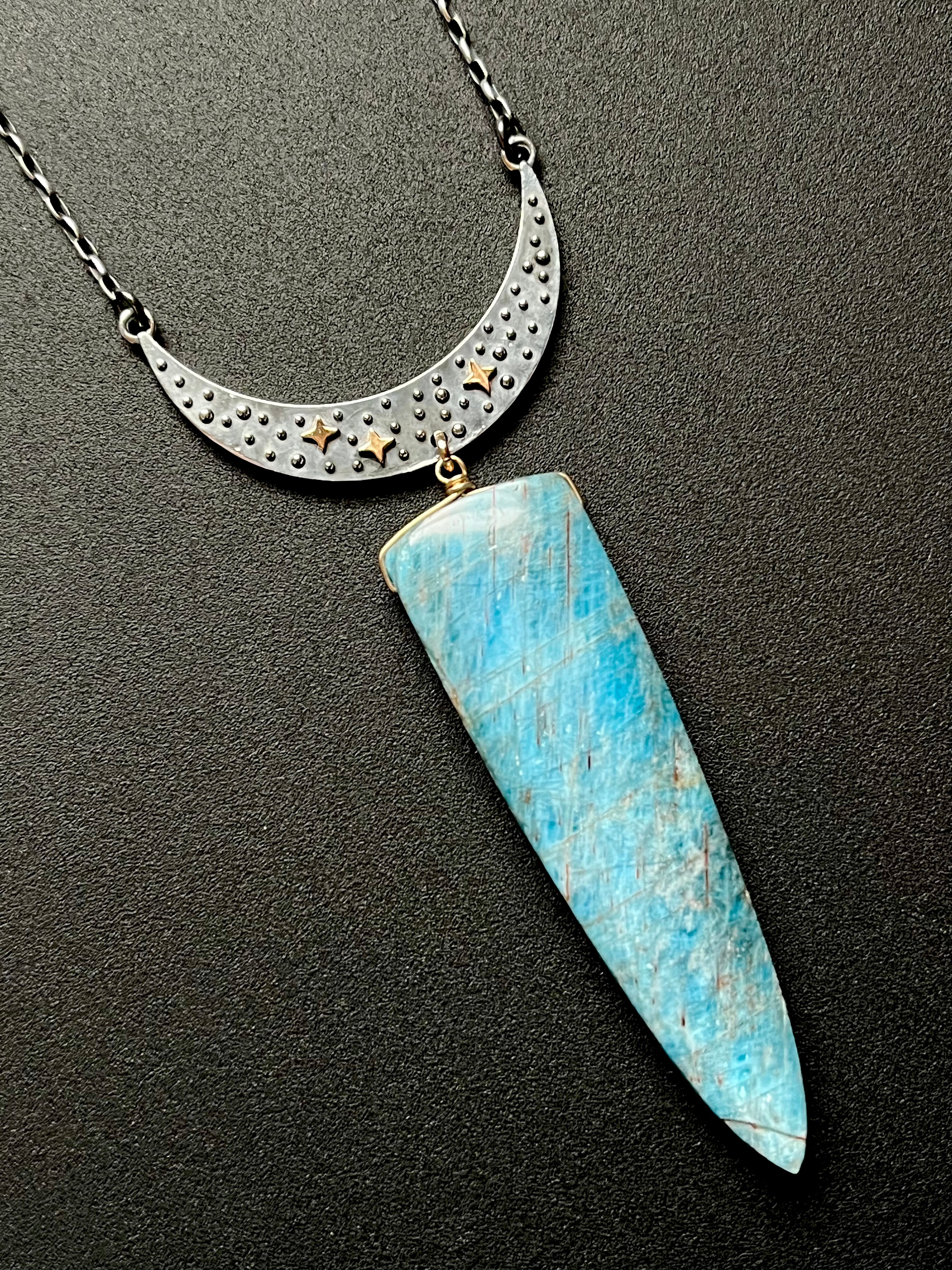 •OOAK - NYX• apatite + mixed metal necklace (16"-18")