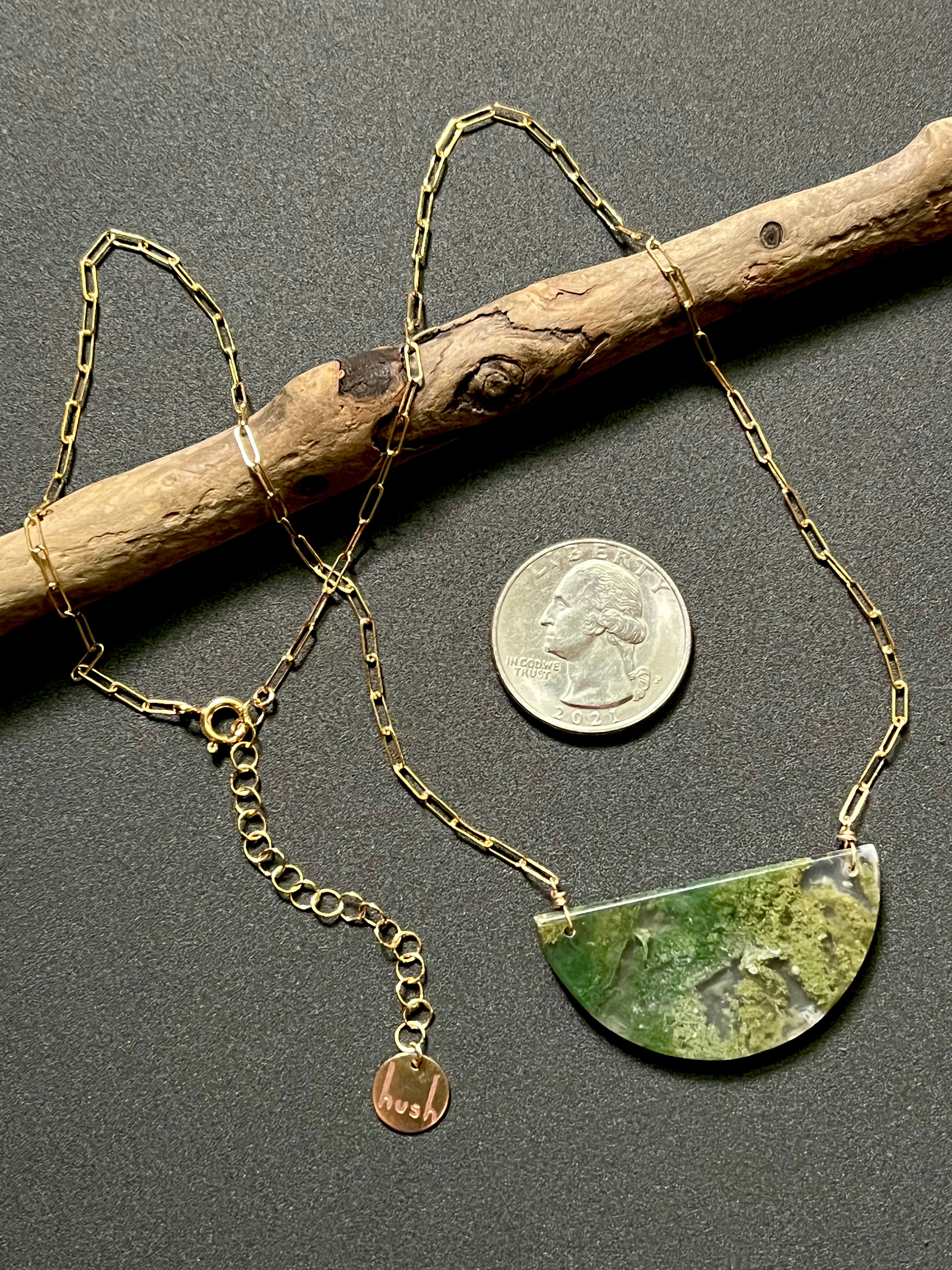 • OOAK - AEON • moss agate + gold necklace (18"-20")