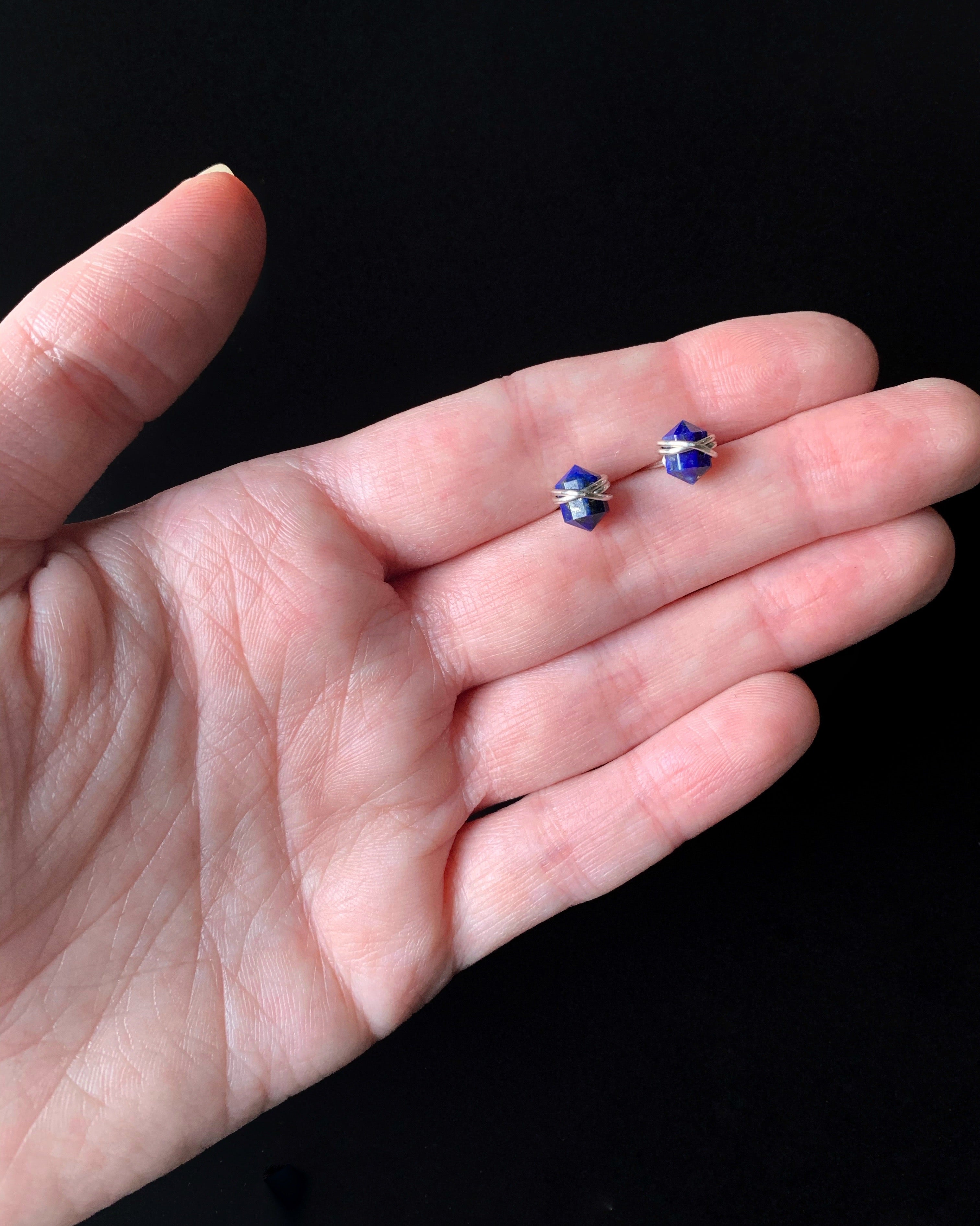 •PIKE• lapis lazuli + silver stud earrings