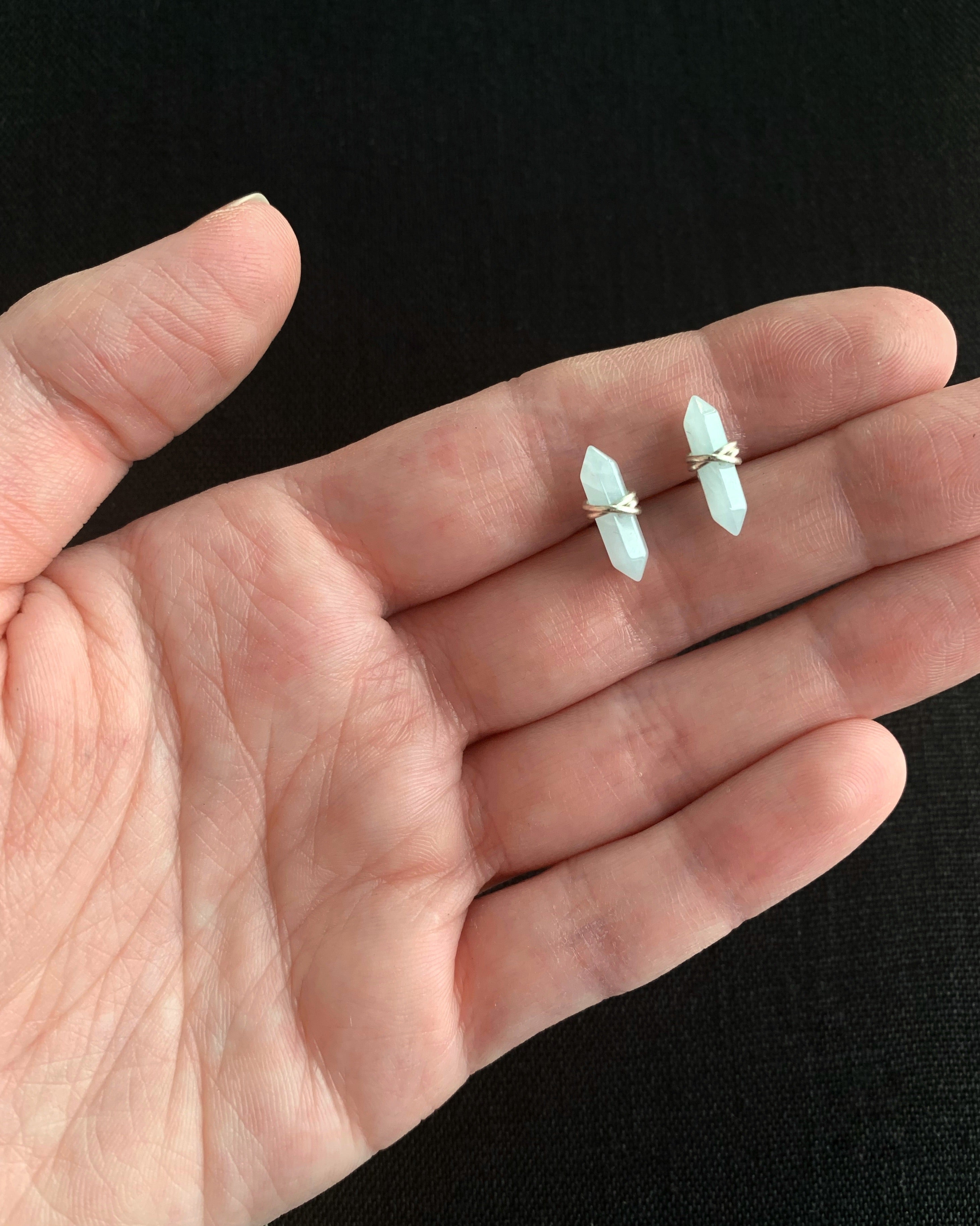 •CREST• aquamarine + silver stud earrings