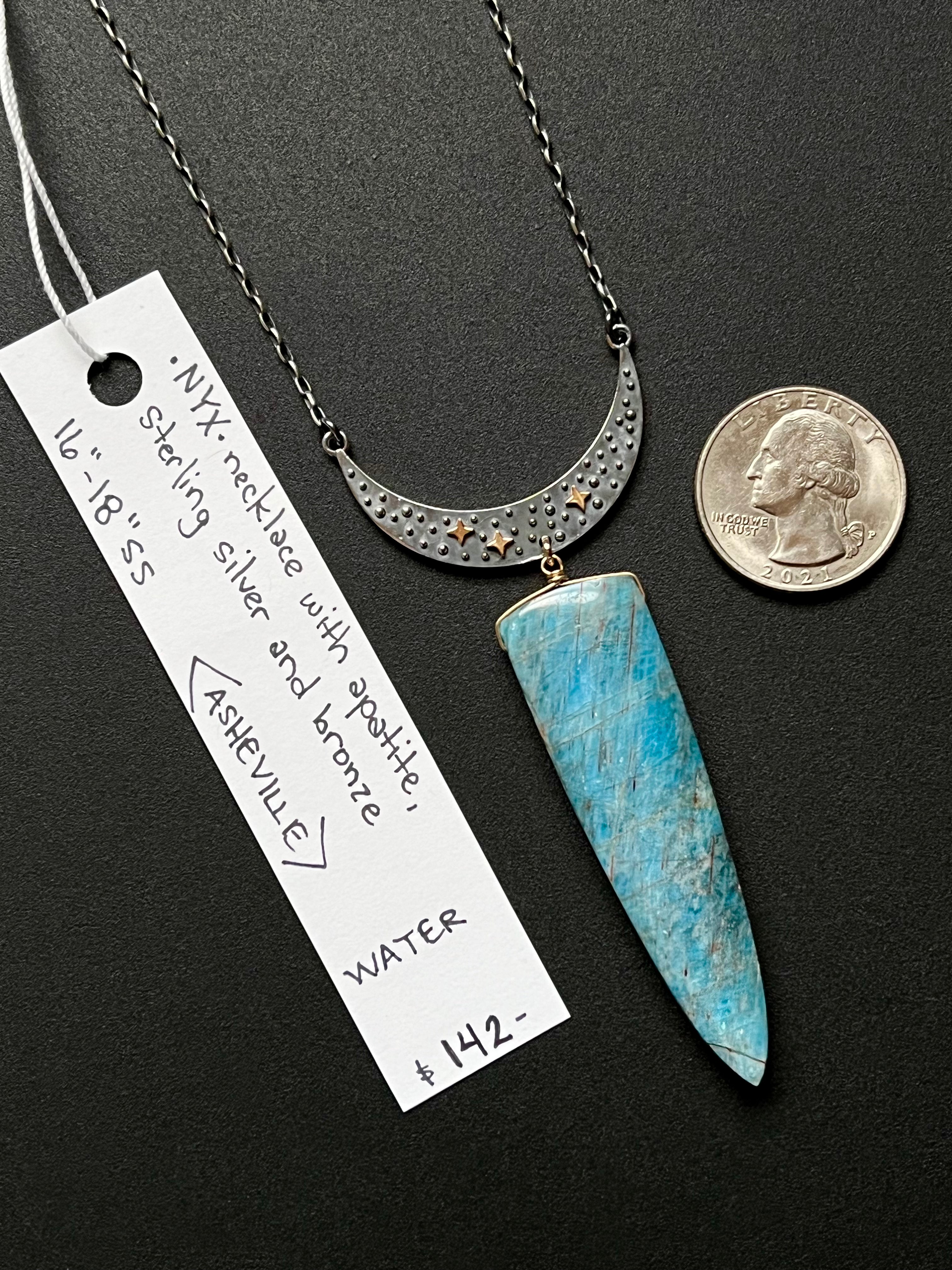 •OOAK - NYX• apatite + mixed metal necklace (16"-18")