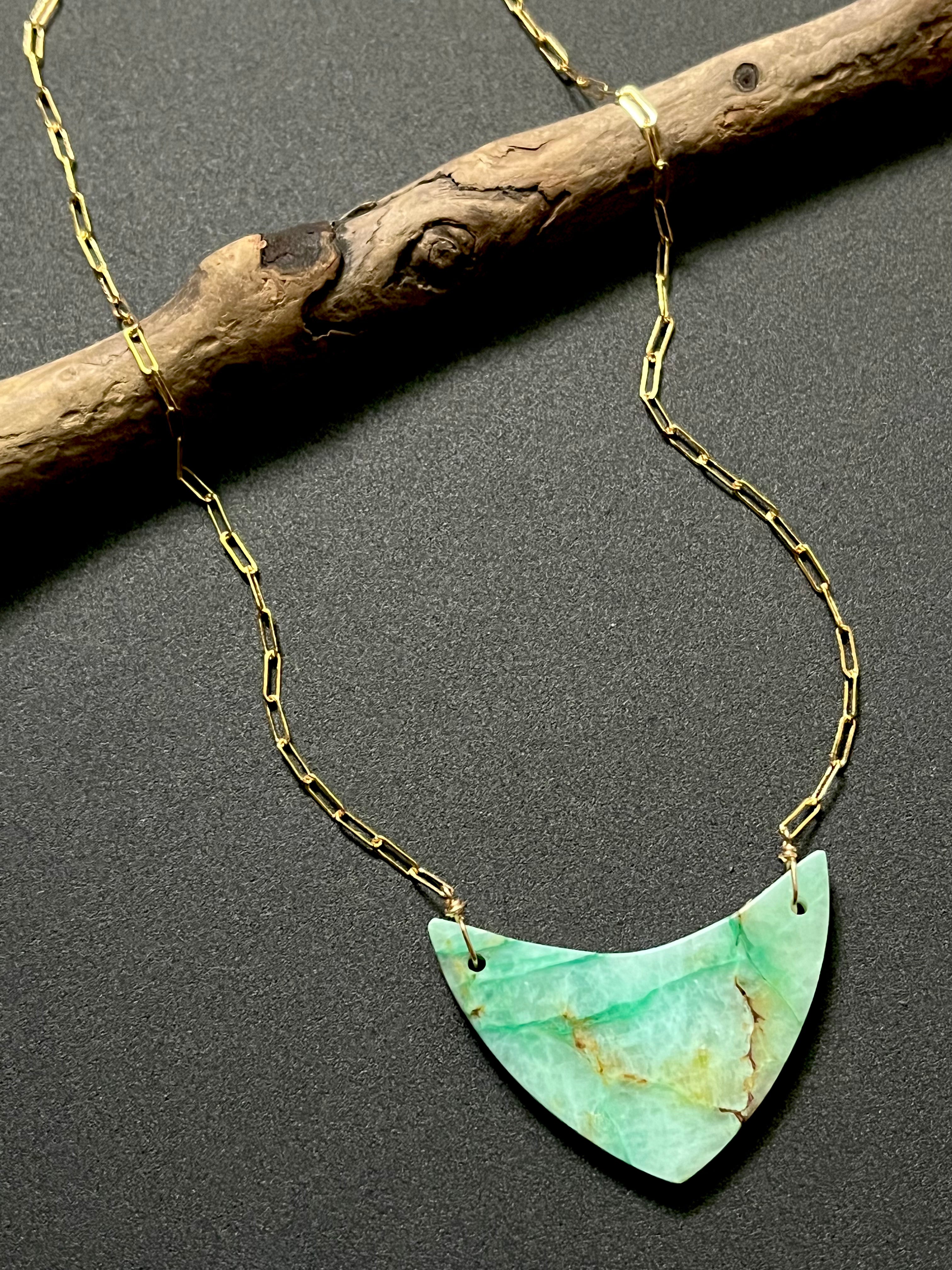 • OOAK - AEON • chrysoprase + gold necklace (16"-18")