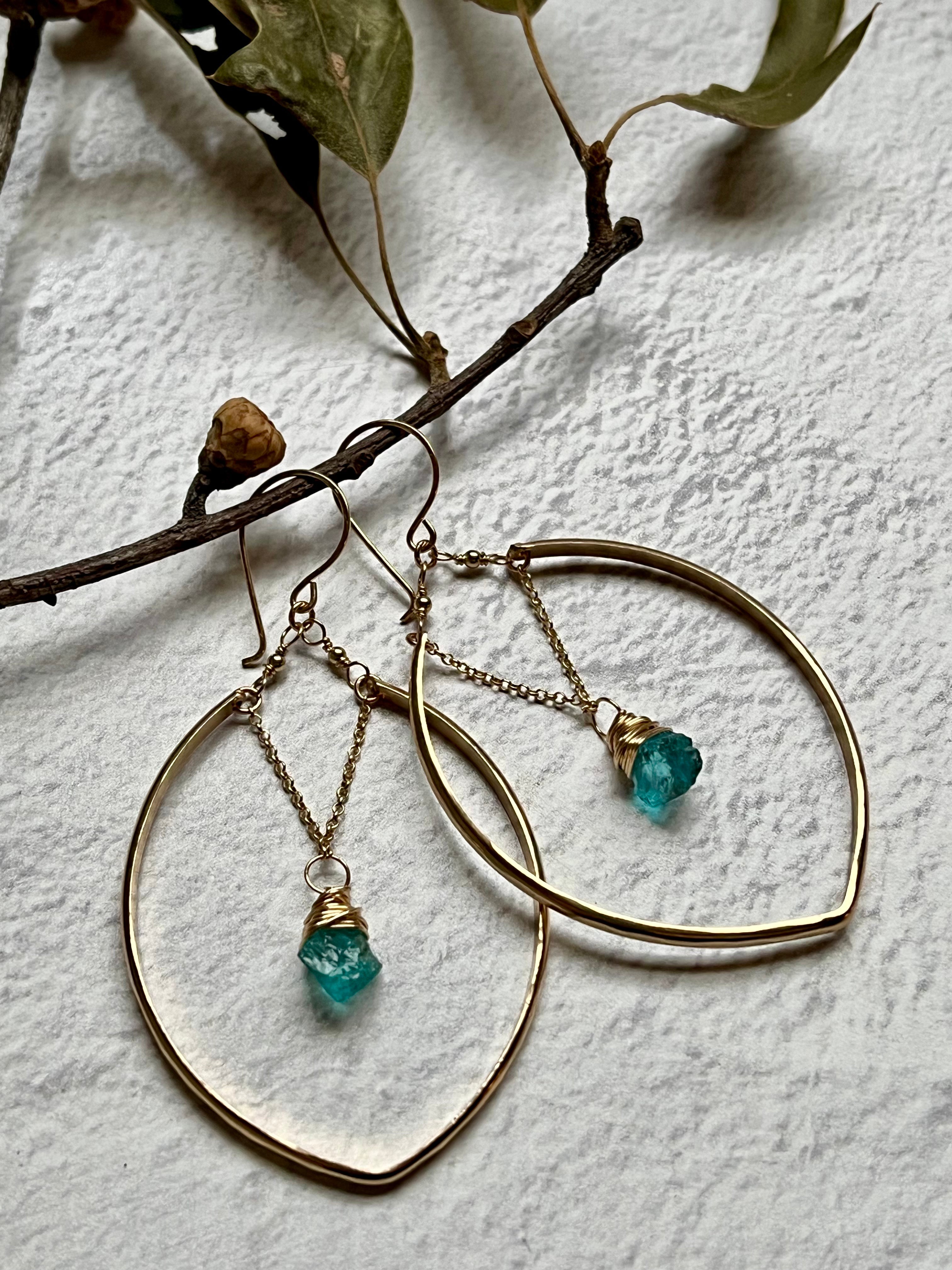 •IRIS HOOP• apatite + gold earrings