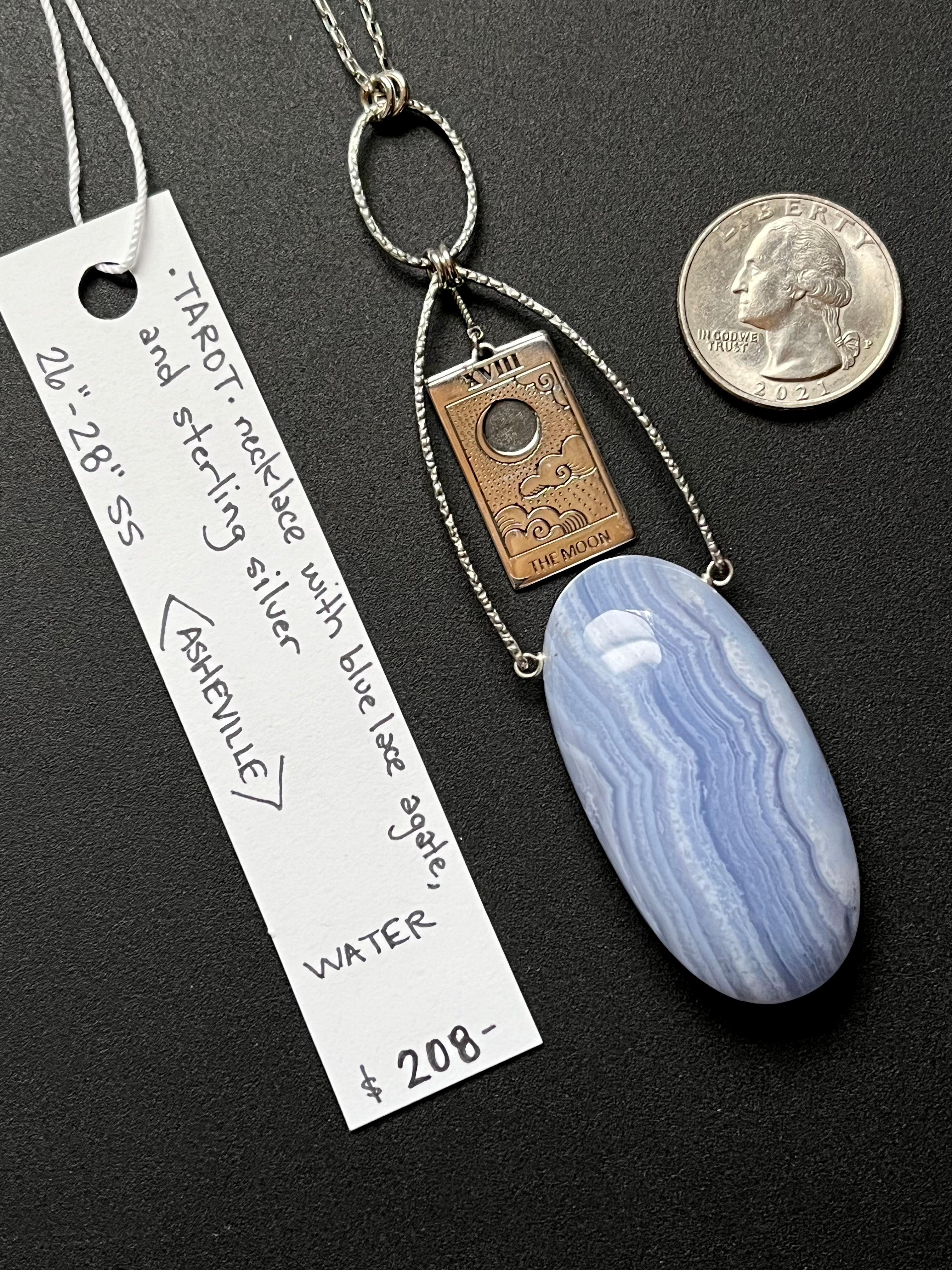 •OOAK - TAROT• blue lace agate + sterling silver necklace (26"-28")