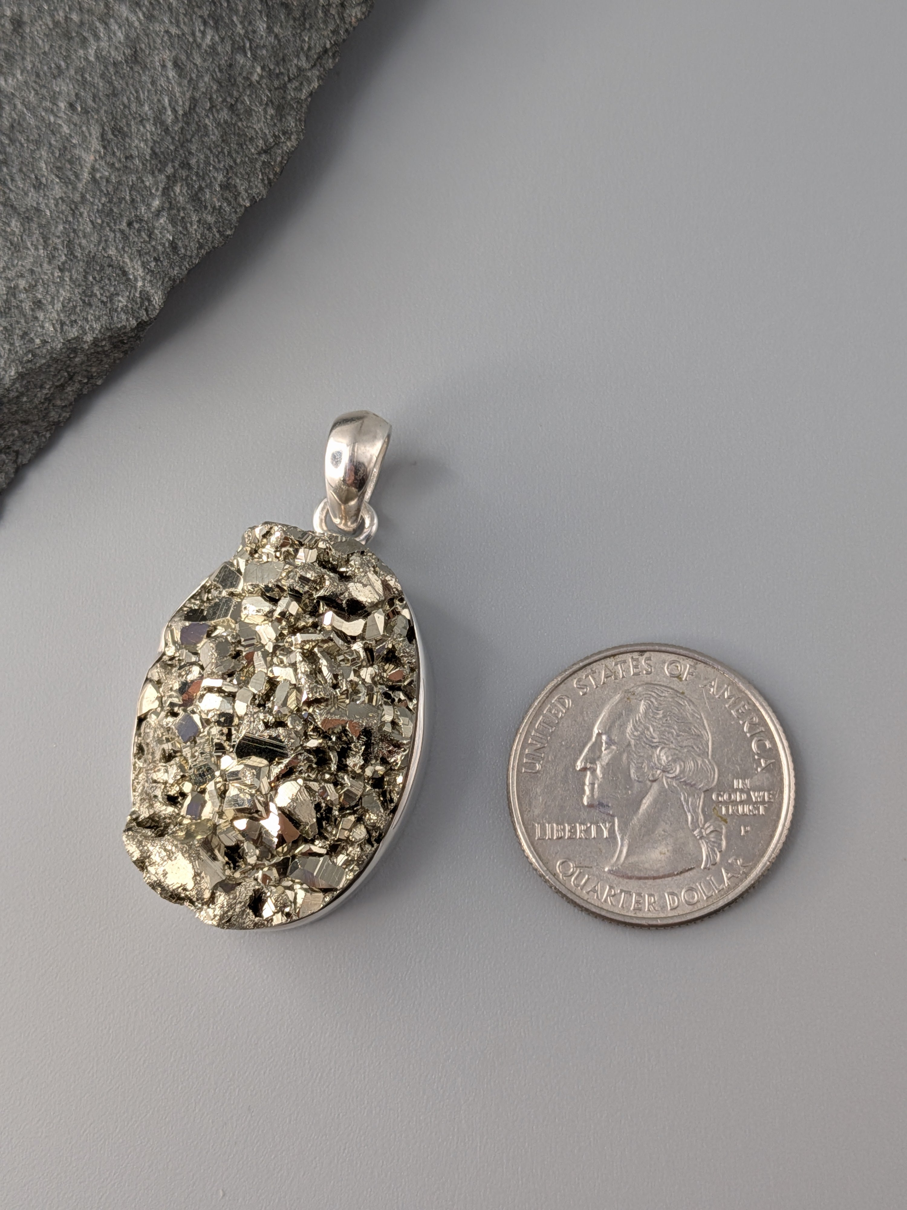•PYRITE OVAL• sterling silver pendant