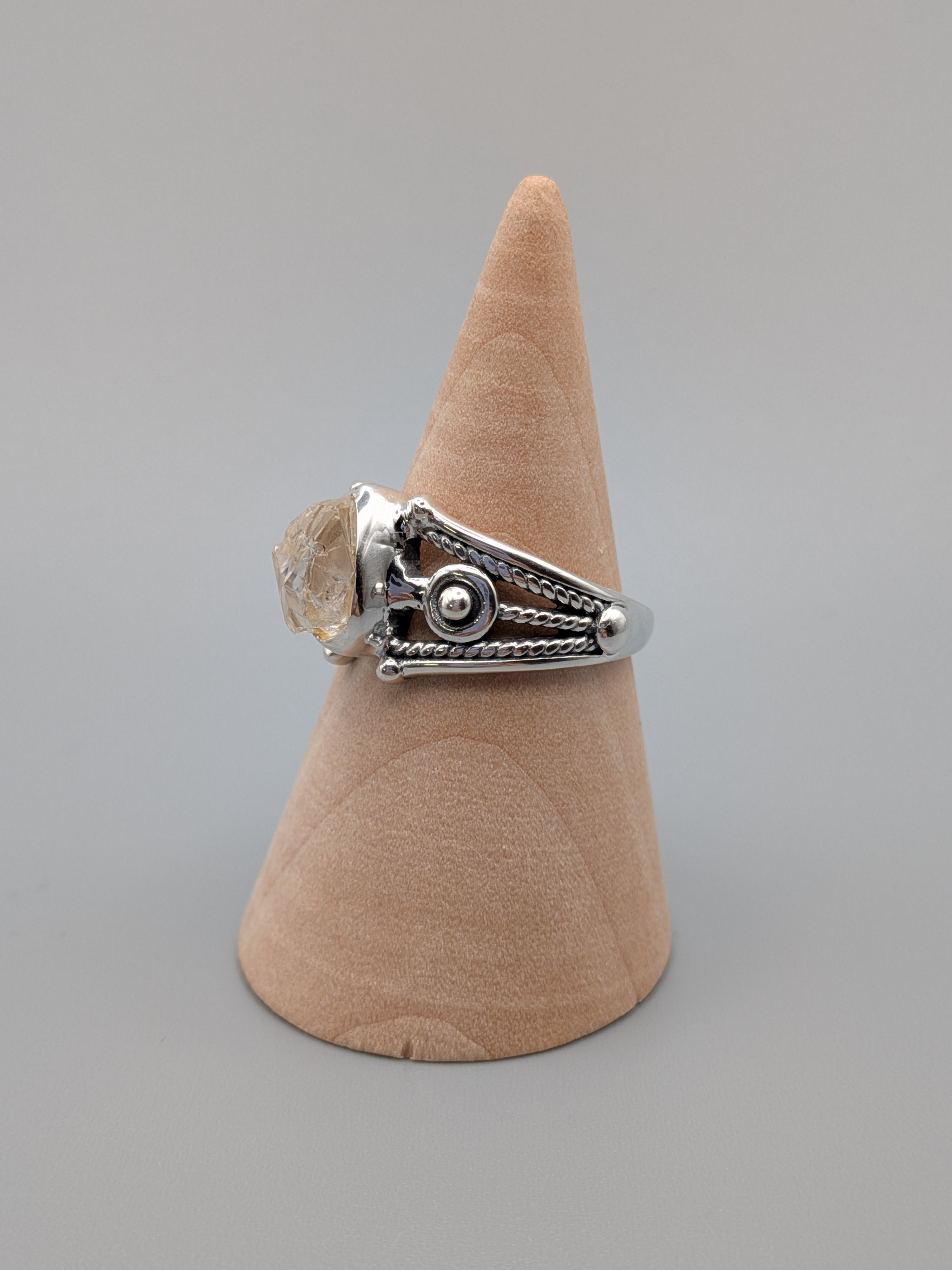 •HERKIMER DIAMOND - IMPERIAL• decorative band silver ring (various sizes)
