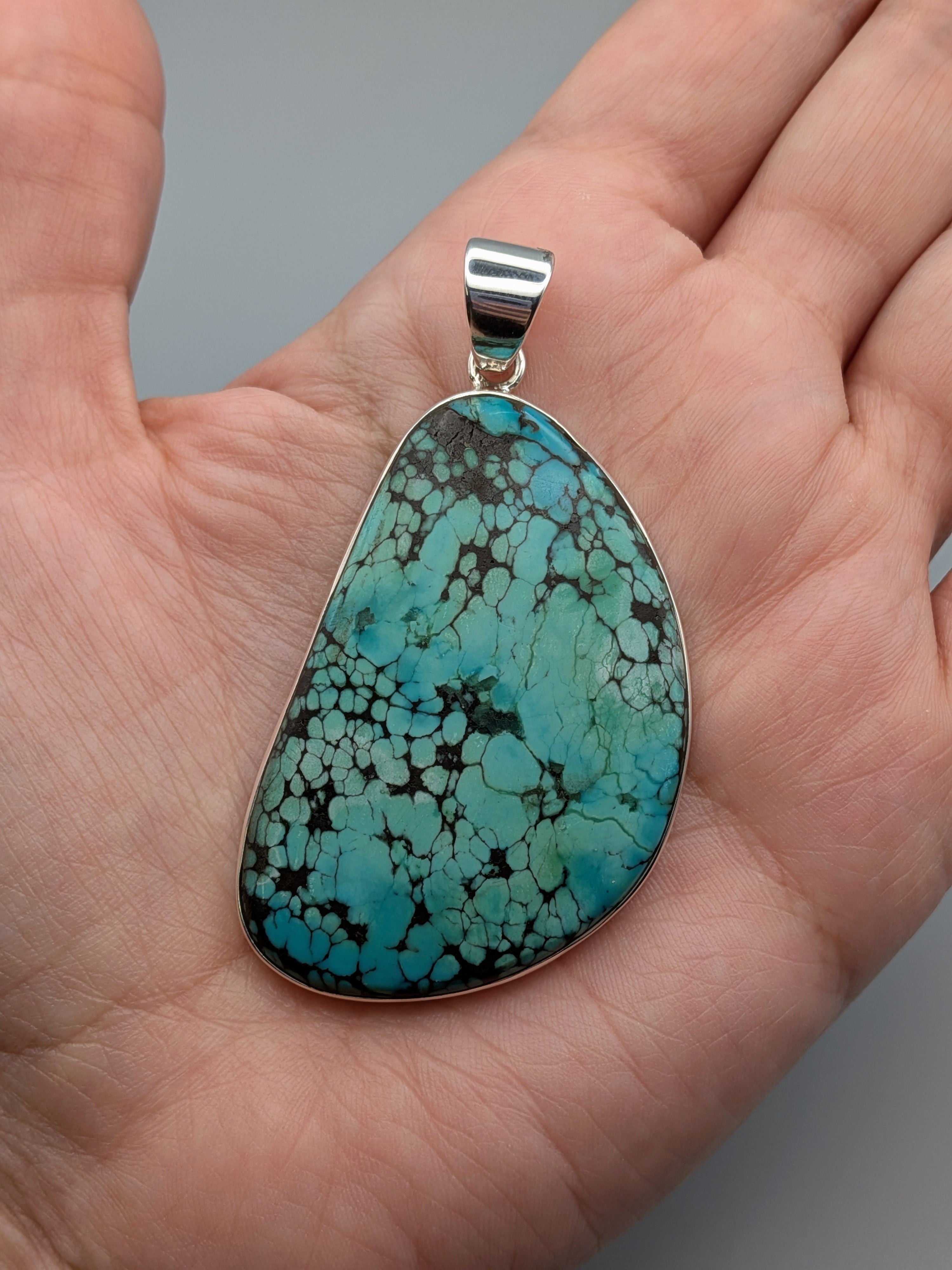 •TIBETAN TURQUOISE FREEFORM• sterling silver pendant