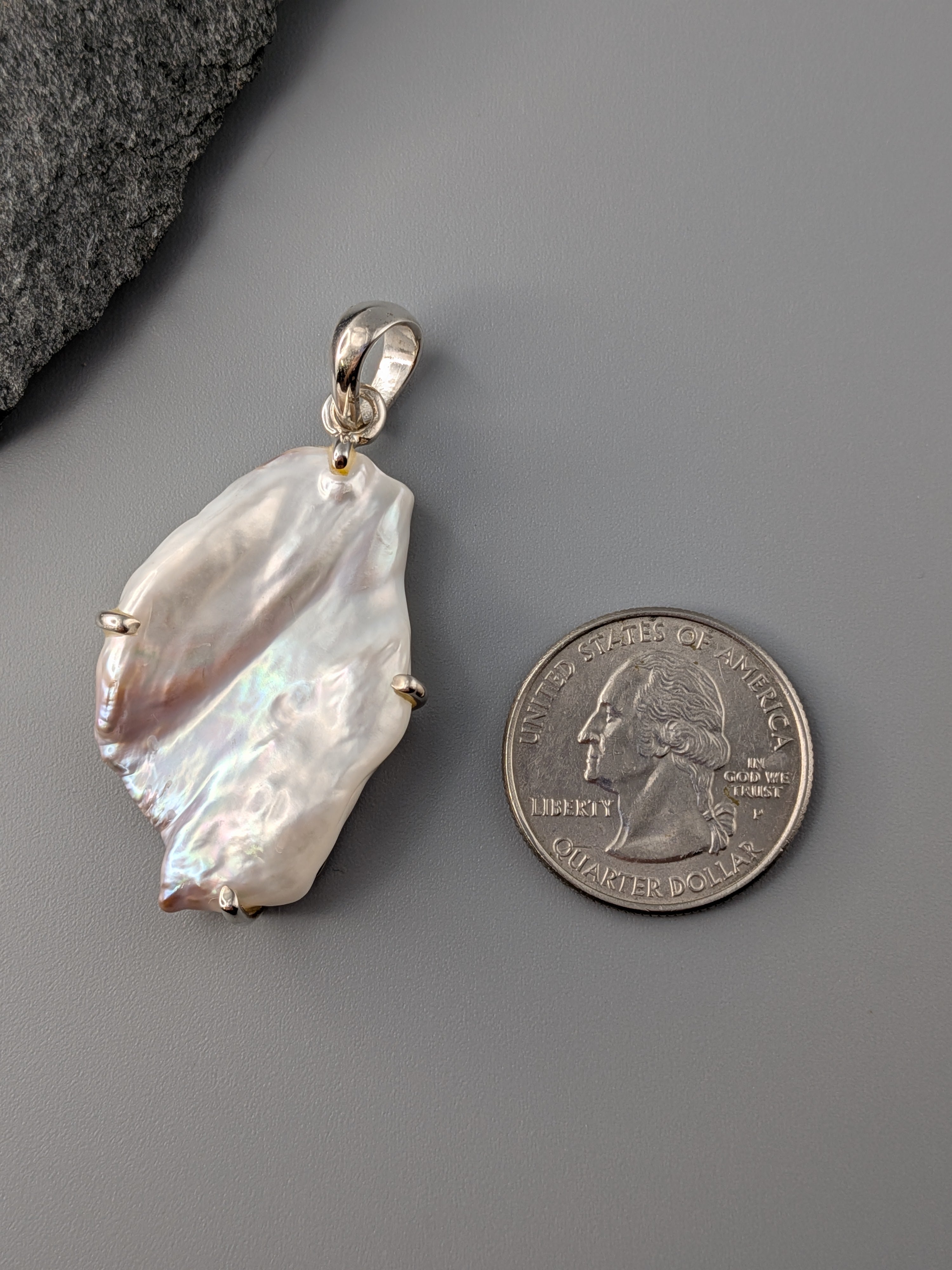 •FRESHWATER PEARL FREEFORM - 2• sterling silver pendant