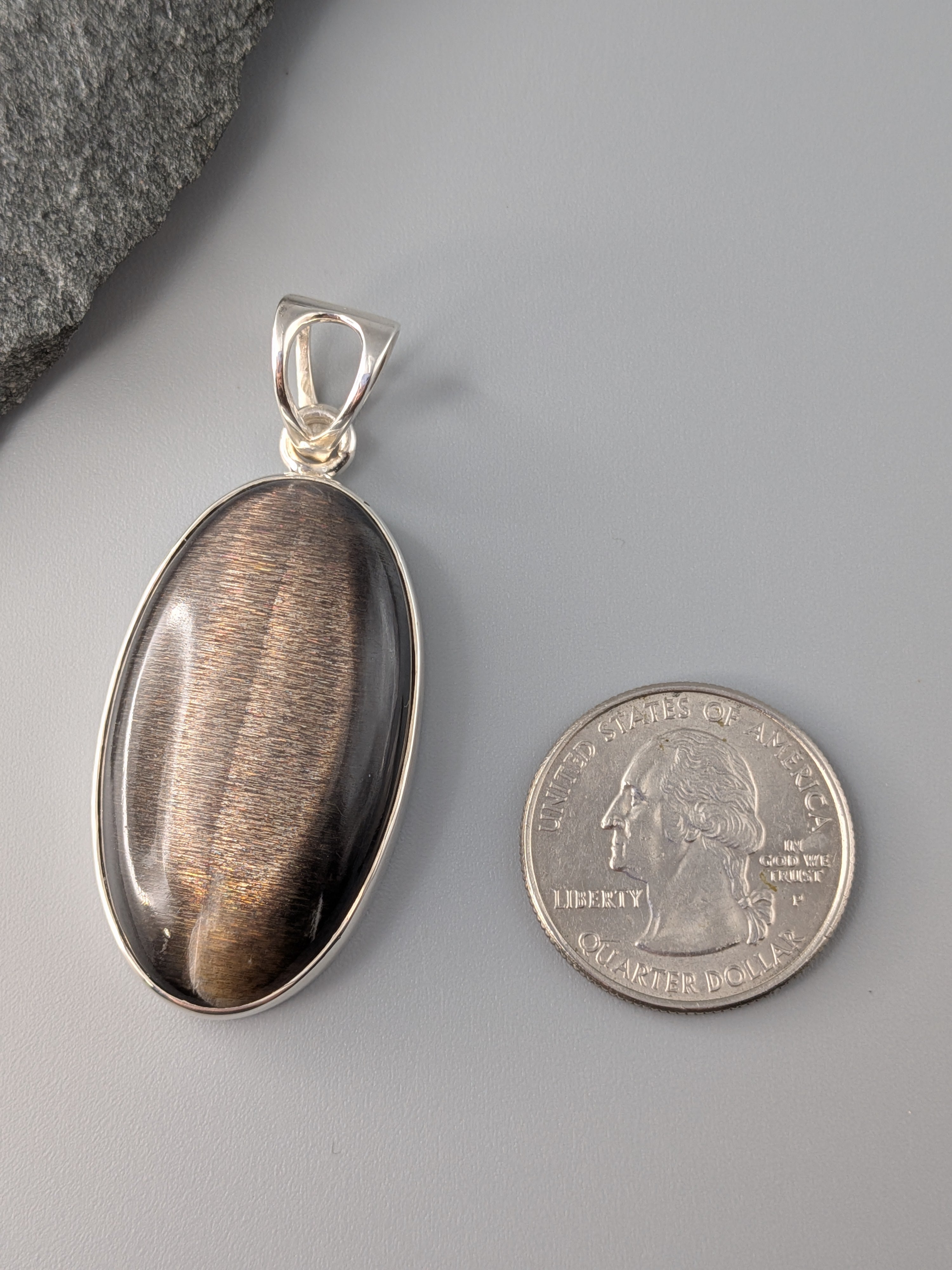 •SUN/MOONSTONE - OVAL 3• sterling silver pendant
