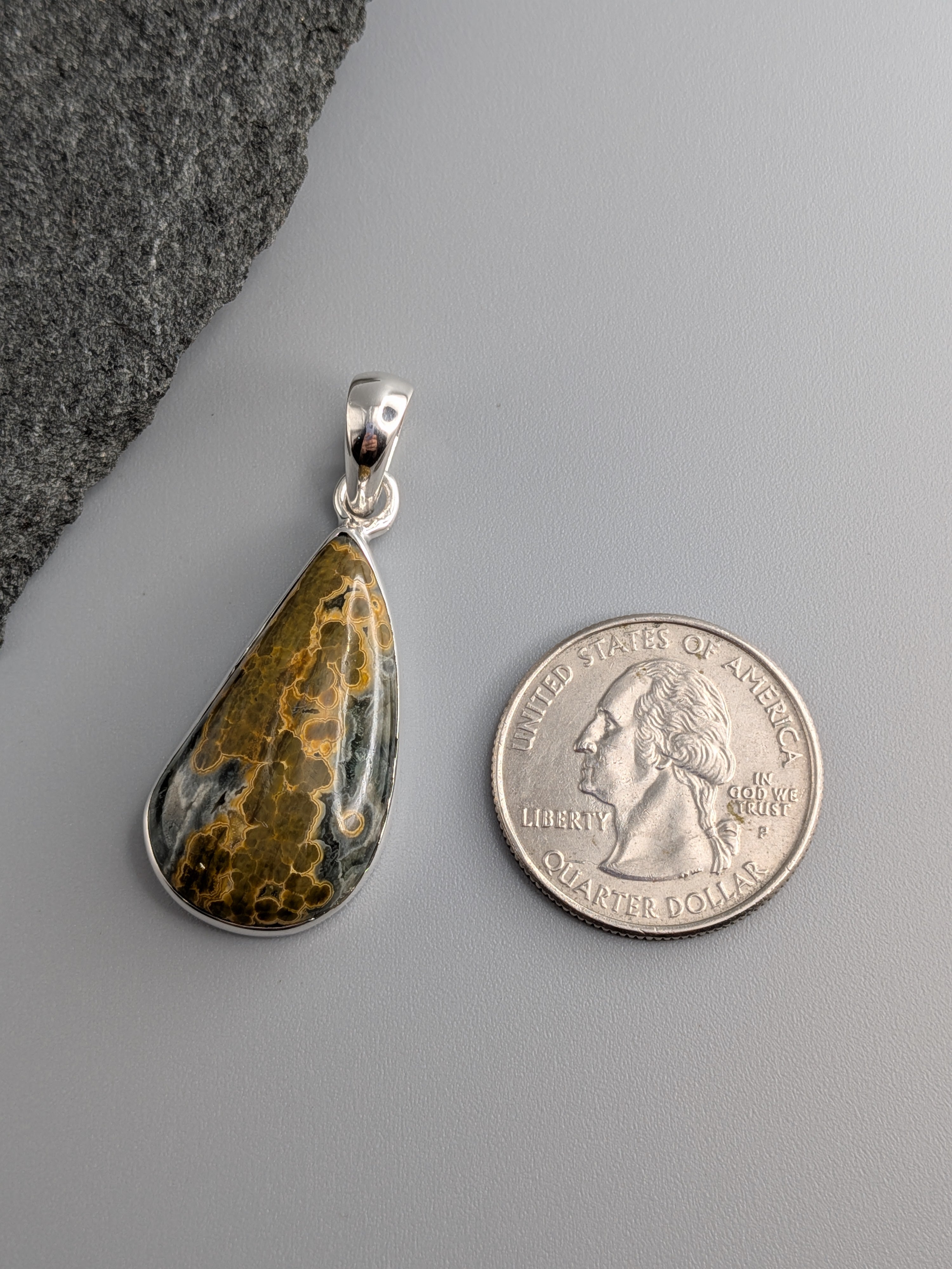 •OCEAN JASPER - ORGANIC TEAR• sterling silver pendant